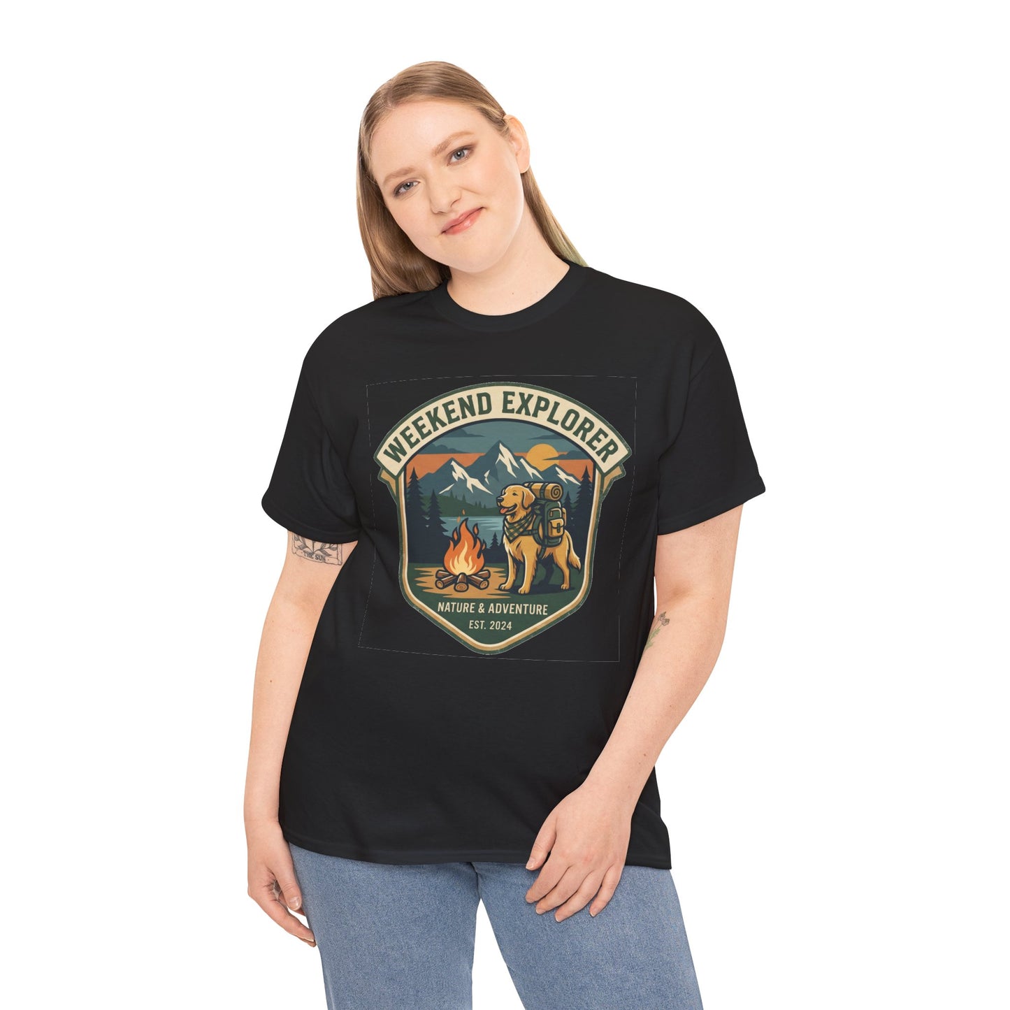 Golden Retriever Weekend Explorer T-Shirt Outdoor Camping Mountain Graphic Tee