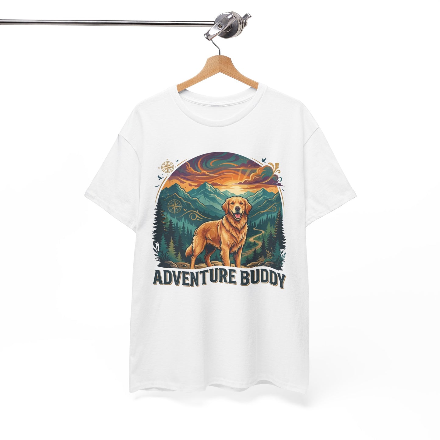 Golden Retriever Adventure Buddy Printed Graphic T-Shirt