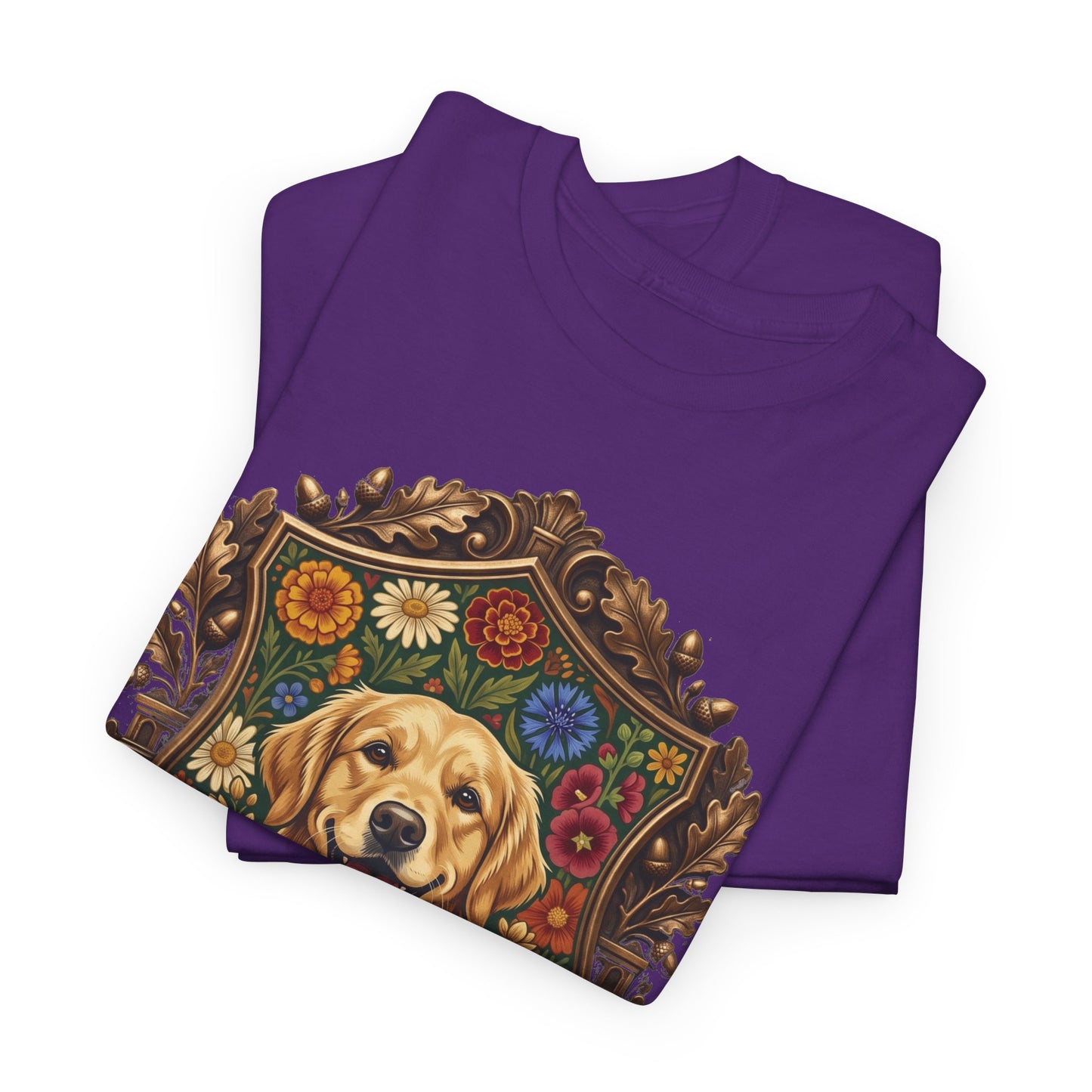 Golden Retriever 'Endless Smiles' T-Shirt  Vintage Floral Crest Dog Graphic Tee