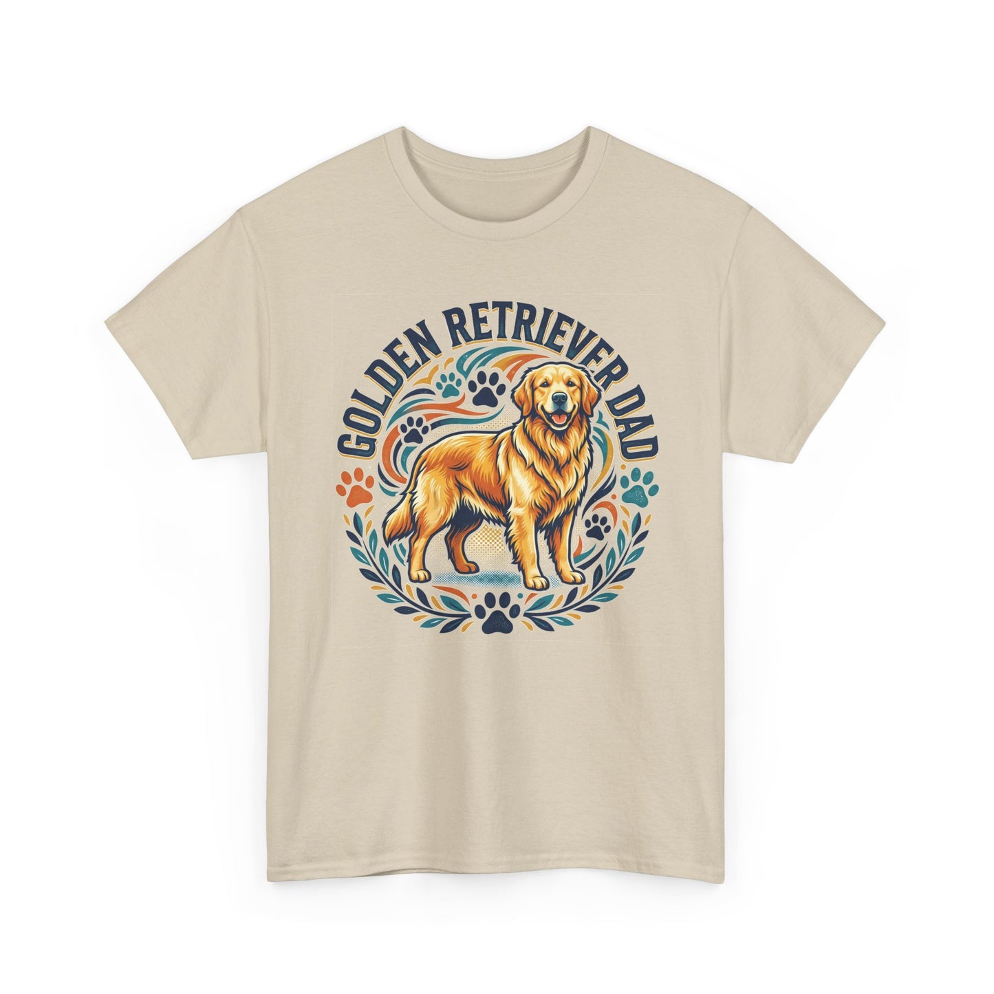 Golden Retriever Dad Printed Cotton T‑Shirt