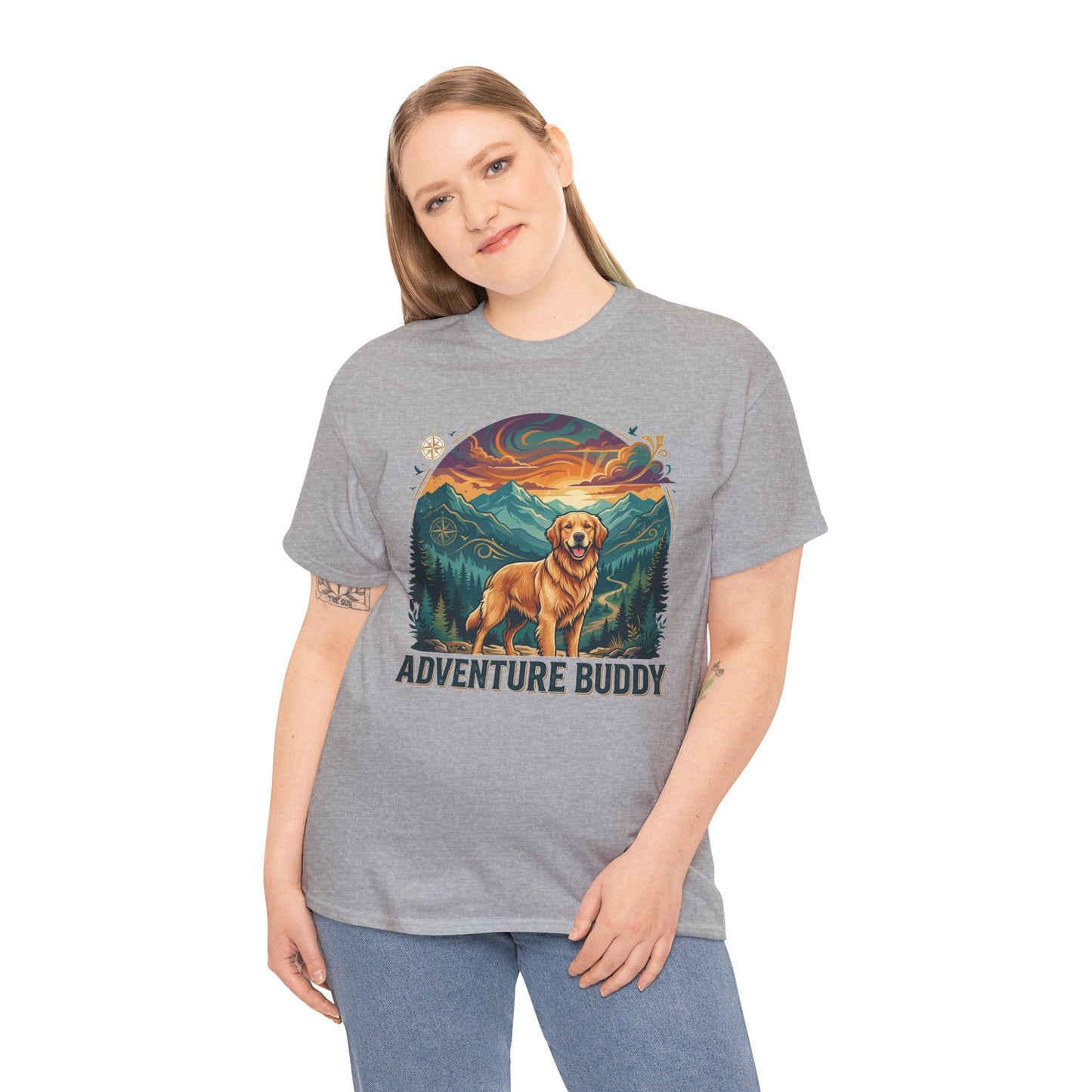 Golden Retriever Adventure Buddy Printed Graphic T-Shirt