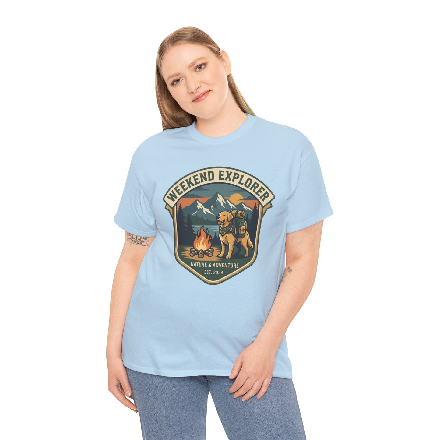 Golden Retriever Weekend Explorer T-Shirt Outdoor Camping Mountain Graphic Tee