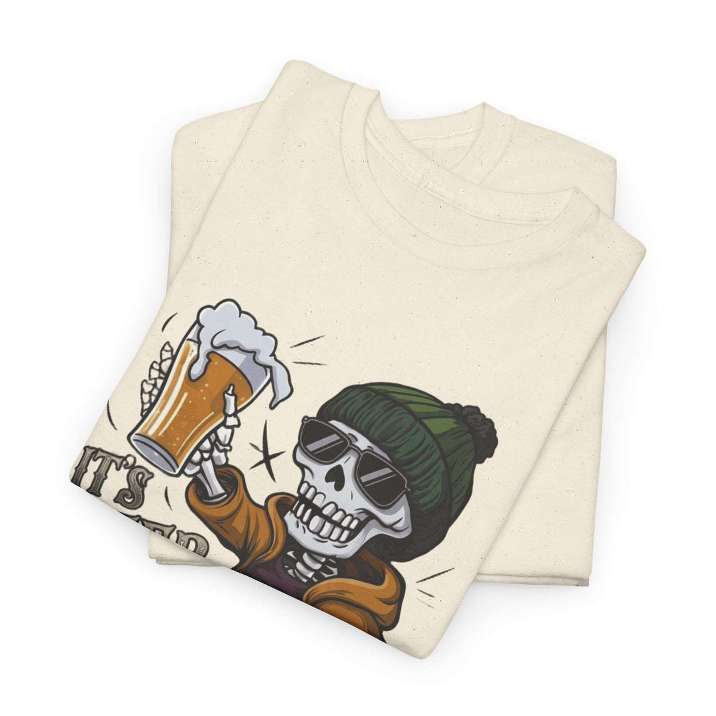 "It's Beer Time" Skull & Beanie Graphic Tee