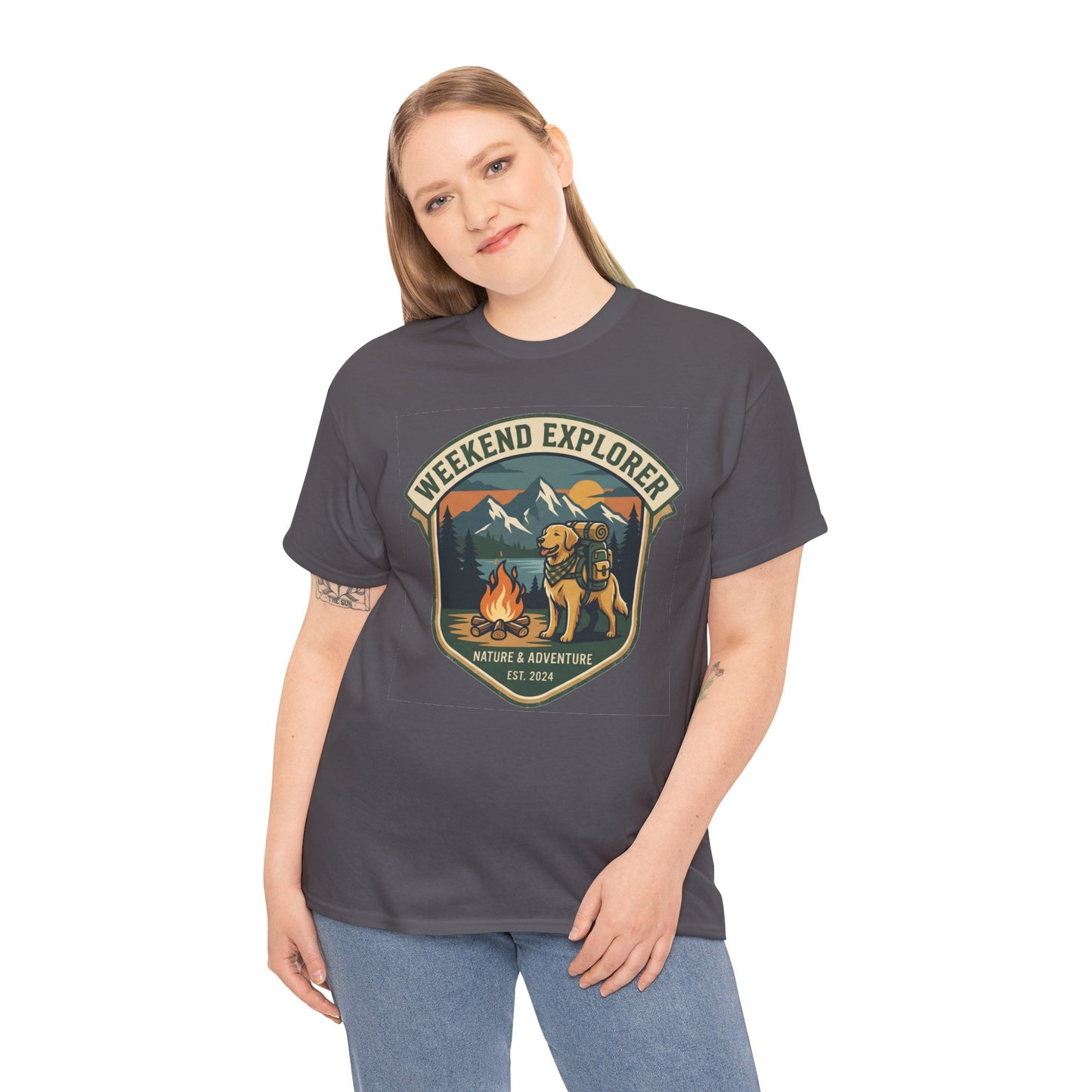 Golden Retriever Weekend Explorer T-Shirt Outdoor Camping Mountain Graphic Tee