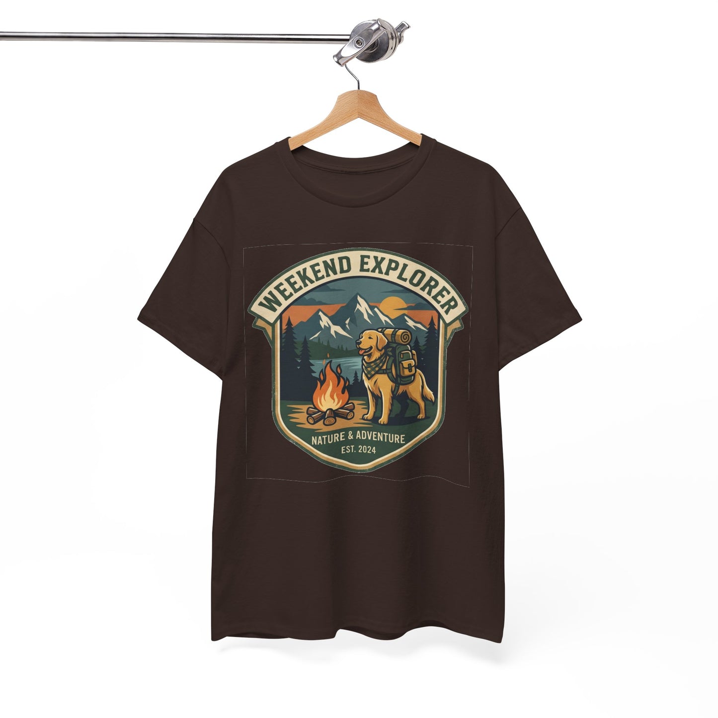 Golden Retriever Weekend Explorer T-Shirt Outdoor Camping Mountain Graphic Tee