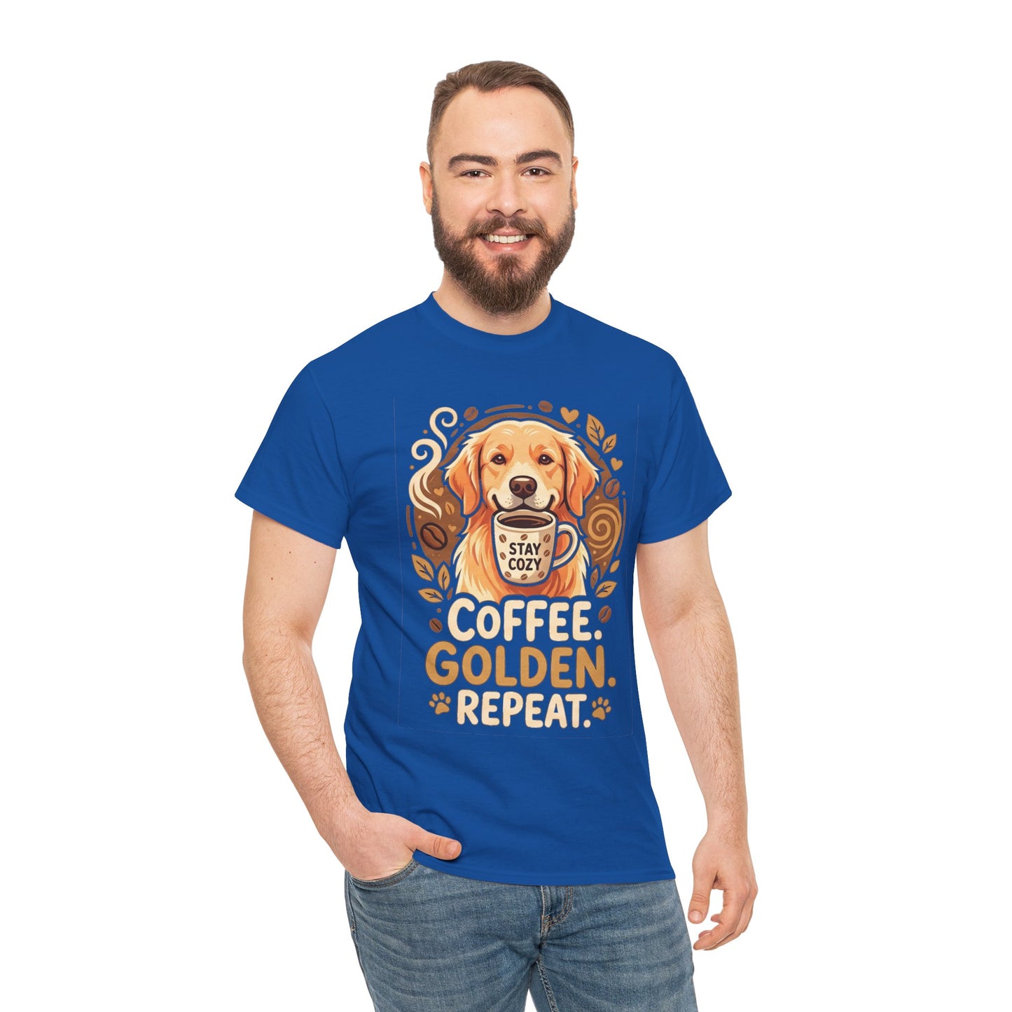 Golden Retriever Coffee Tee Shirt | Coffee Golden Repeat Dog Lover Graphic Tee