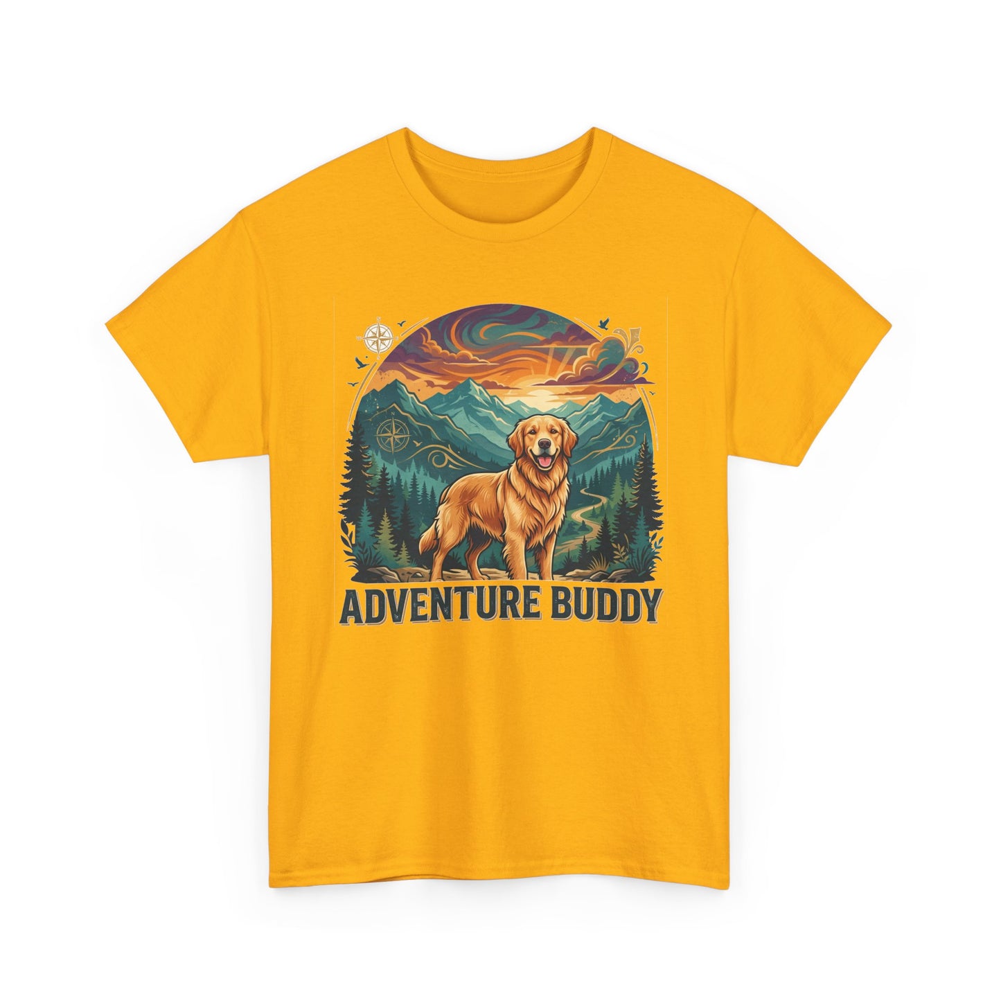 Golden Retriever Adventure Buddy Printed Graphic T-Shirt
