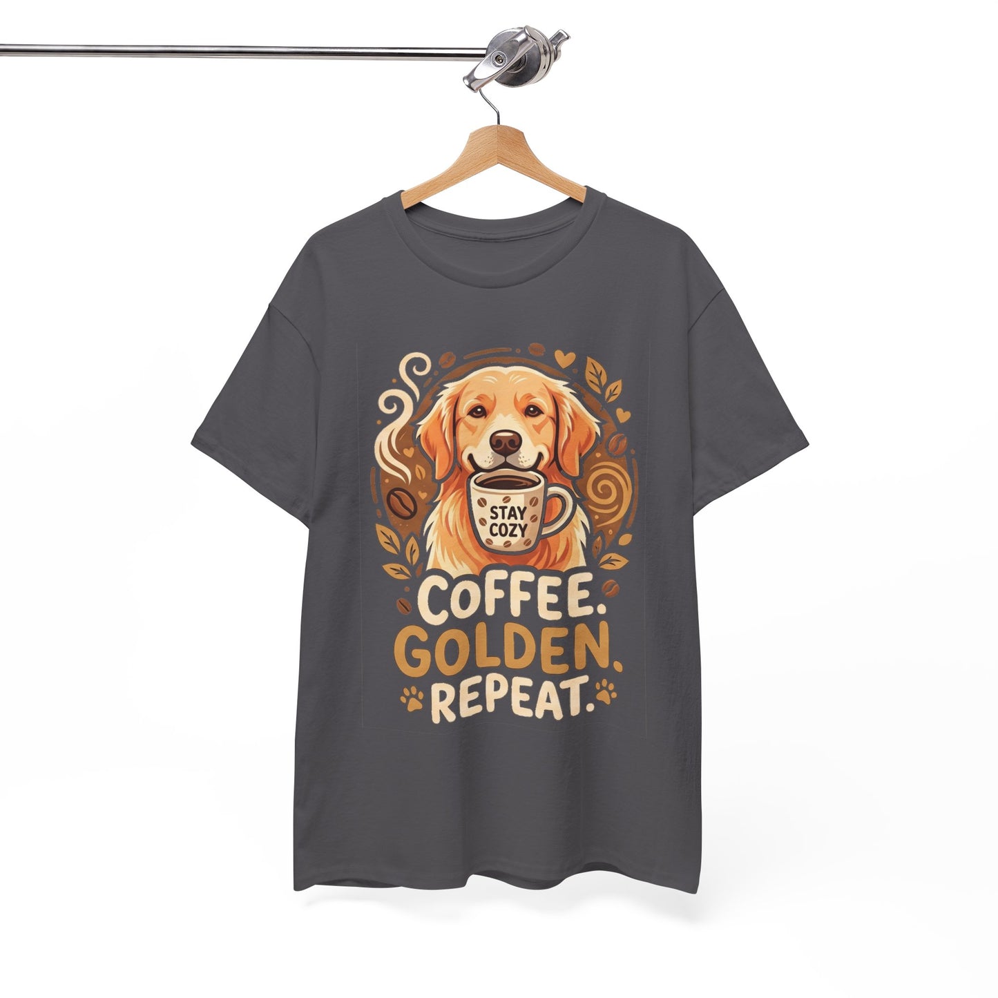 Golden Retriever Coffee Tee Shirt | Coffee Golden Repeat Dog Lover Graphic Tee