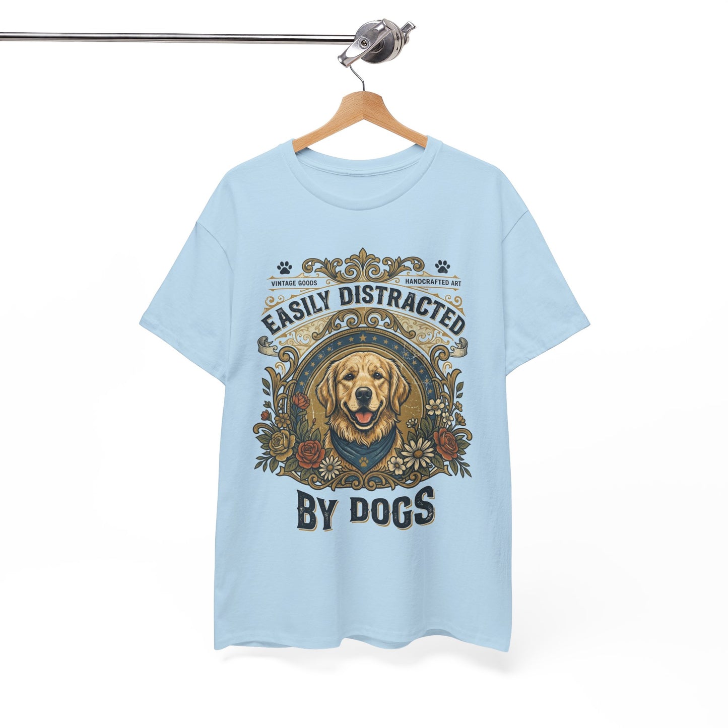 Easily Distracted By Dogs Printed Cotton T‑Shirt