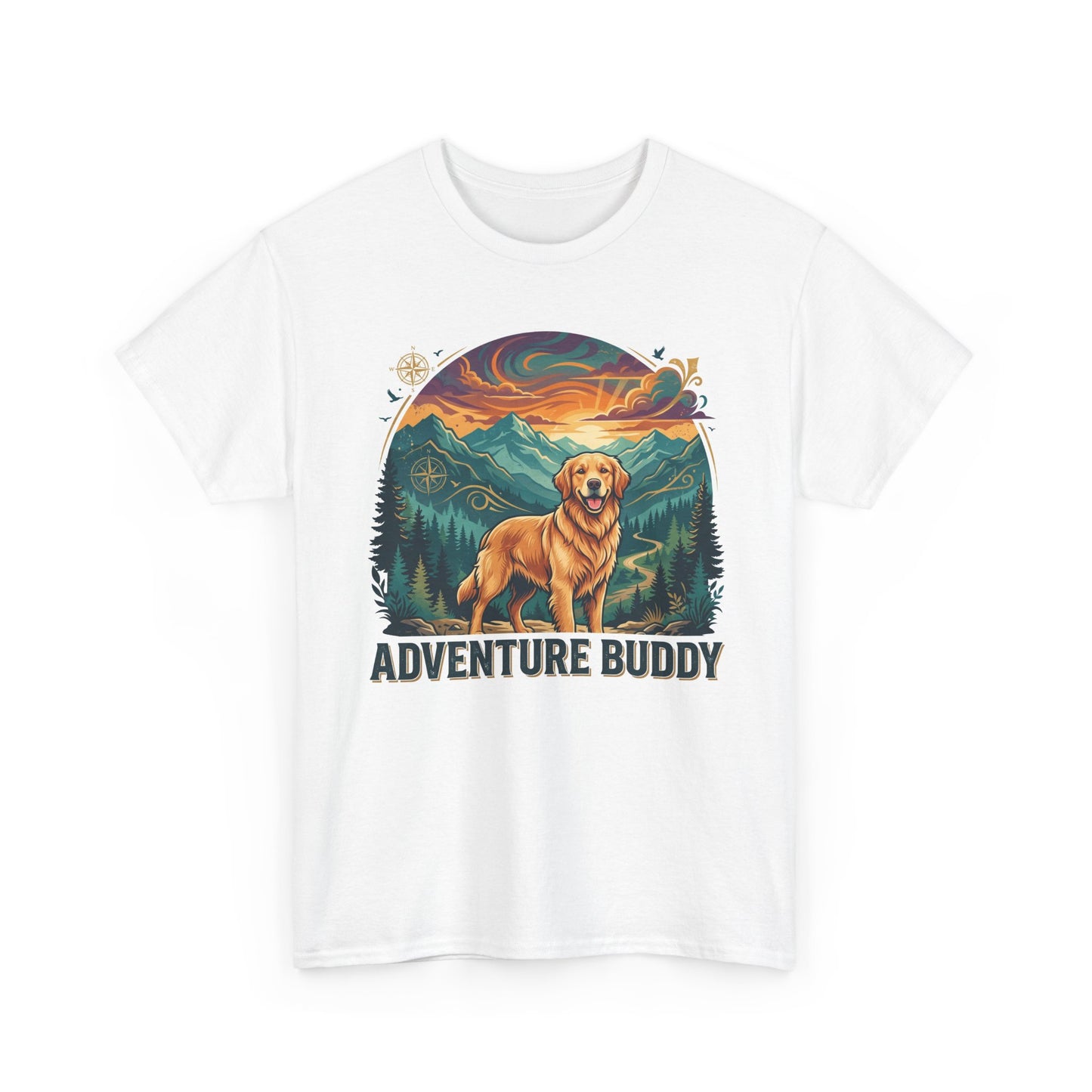 Golden Retriever Adventure Buddy Printed Graphic T-Shirt
