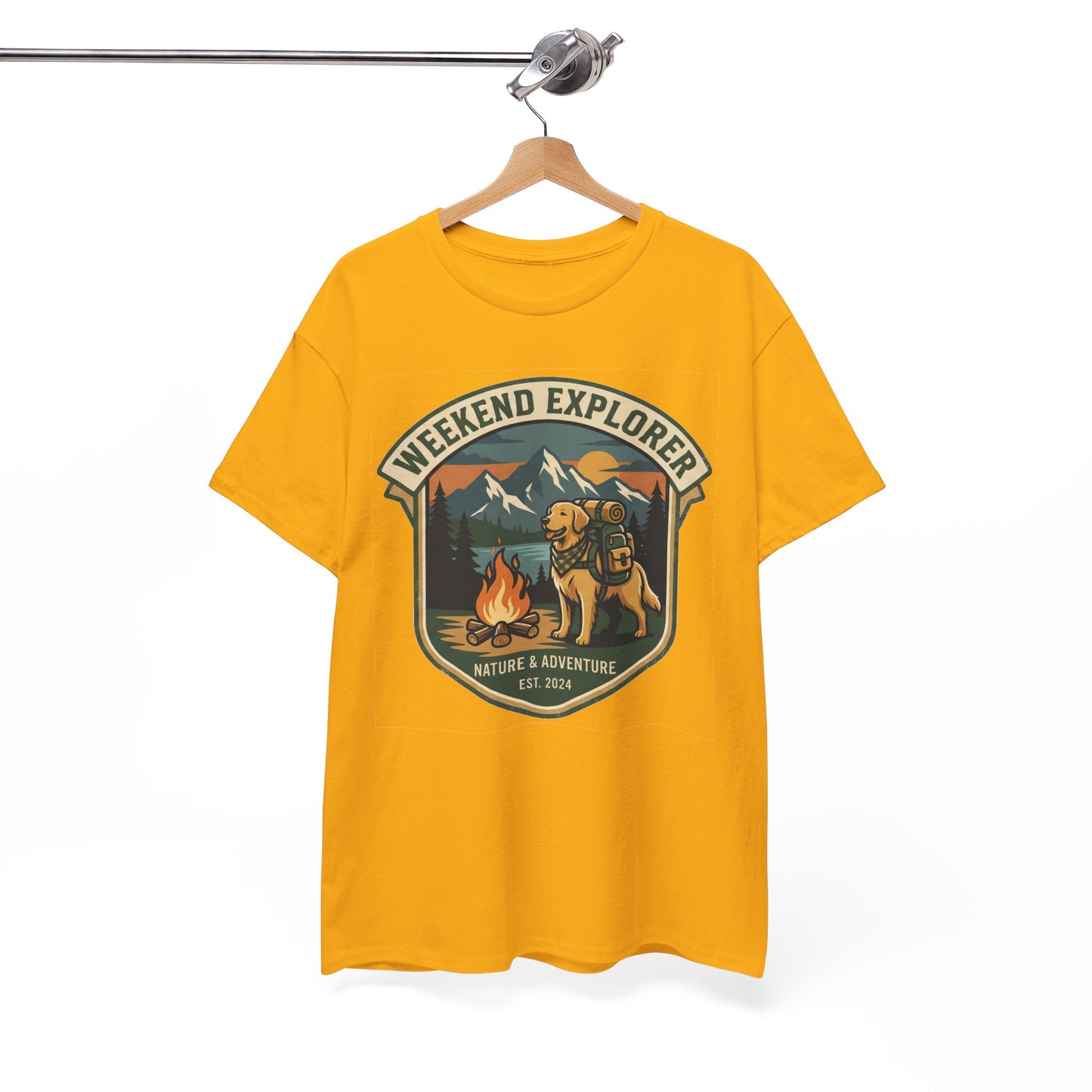 Golden Retriever Weekend Explorer T-Shirt Outdoor Camping Mountain Graphic Tee