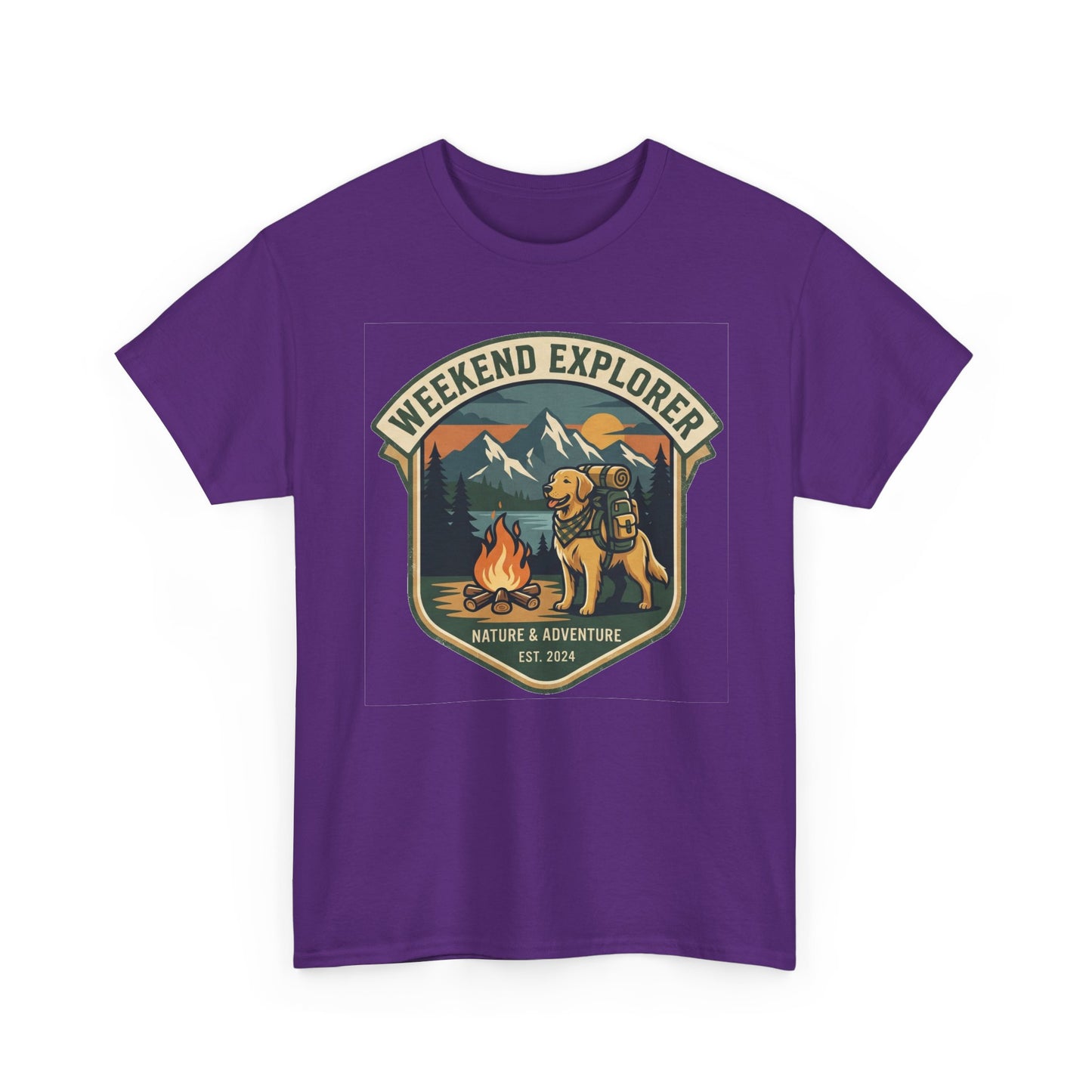 Golden Retriever Weekend Explorer T-Shirt Outdoor Camping Mountain Graphic Tee