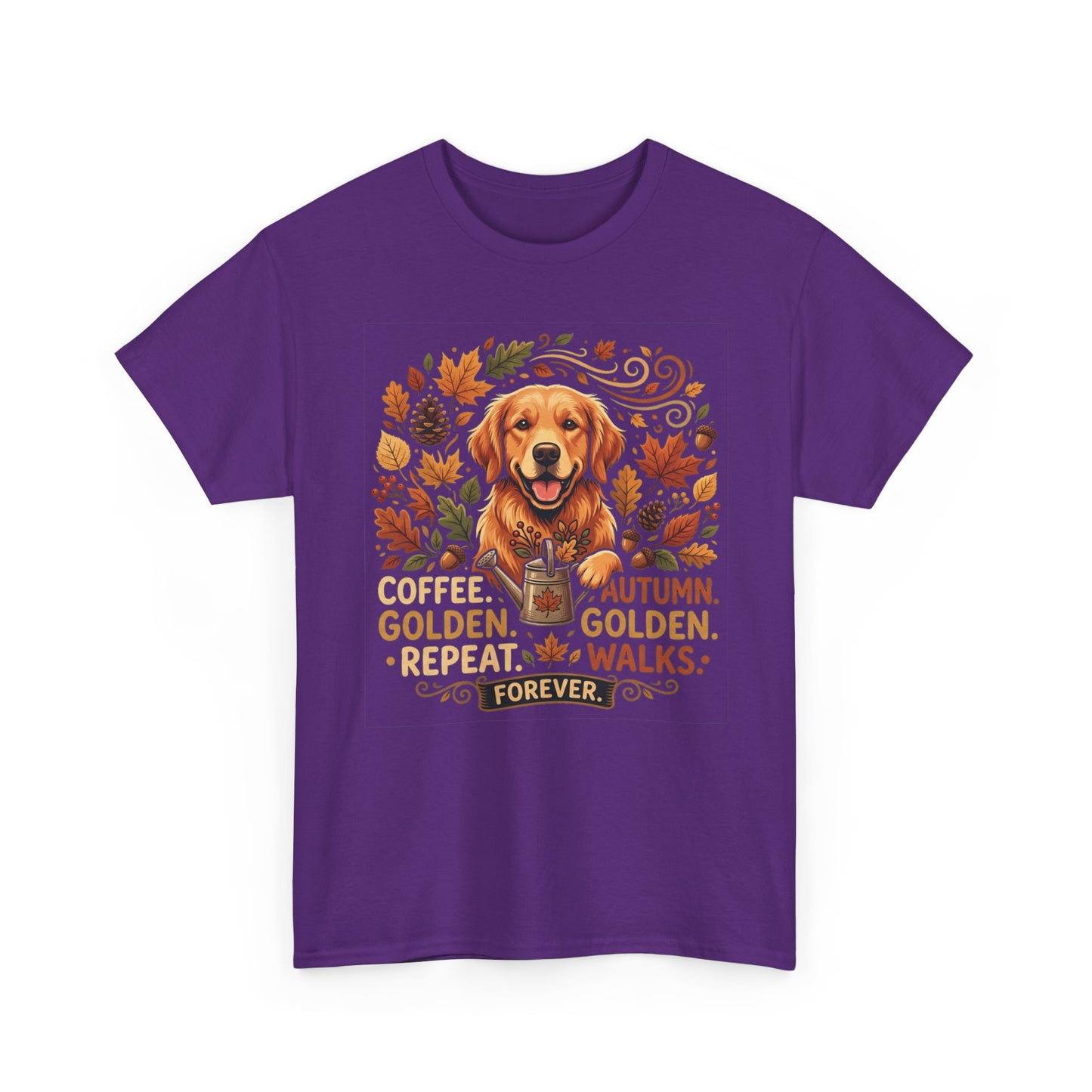 Golden Retriever Autumn T-Shirt | Fall Leaves Dog Lover Graphic Unisex Tee