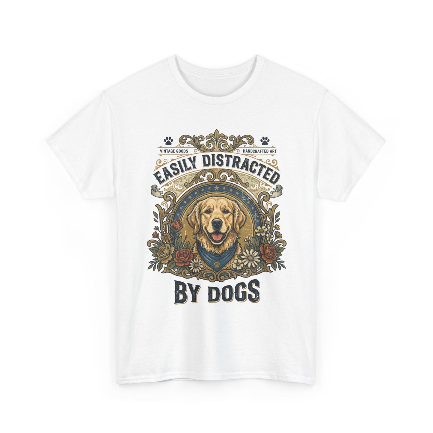 Easily Distracted By Dogs Printed Cotton T‑Shirt