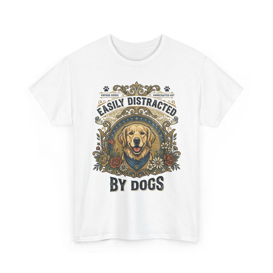 Easily Distracted By Dogs Printed Cotton T‑Shirt