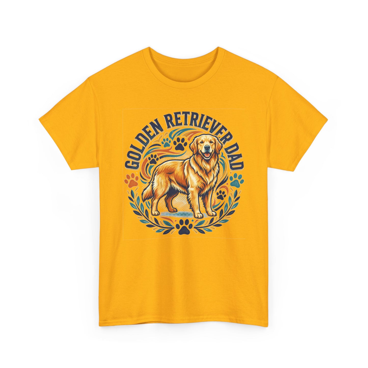 Golden Retriever Dad Printed Cotton T‑Shirt