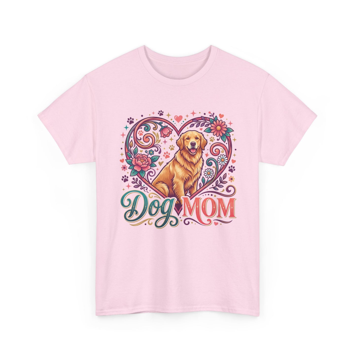 Dog Mom T‑Shirt — Floral Heart Golden Retriever Tee for Dog Lovers, Mother’s Day Gift