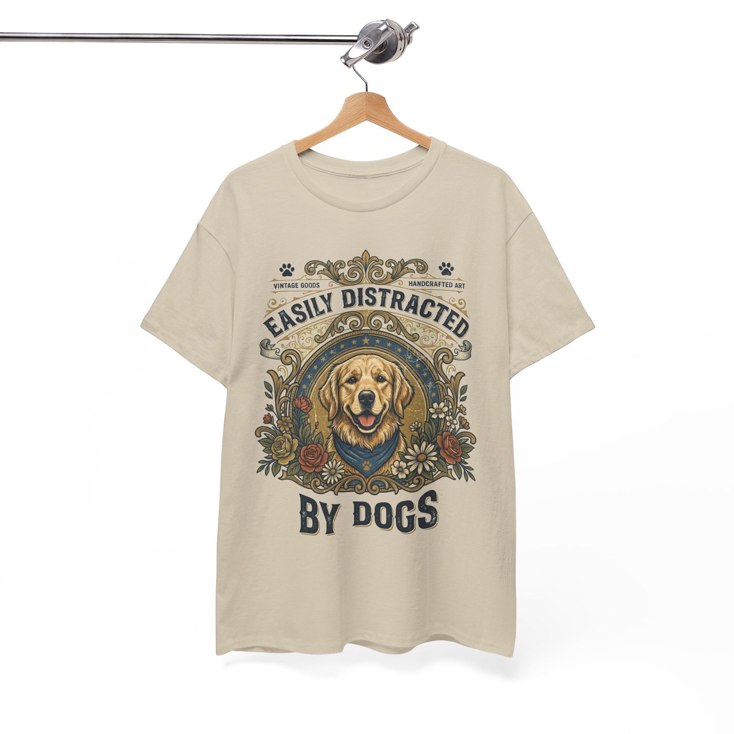 Easily Distracted By Dogs Printed Cotton T‑Shirt