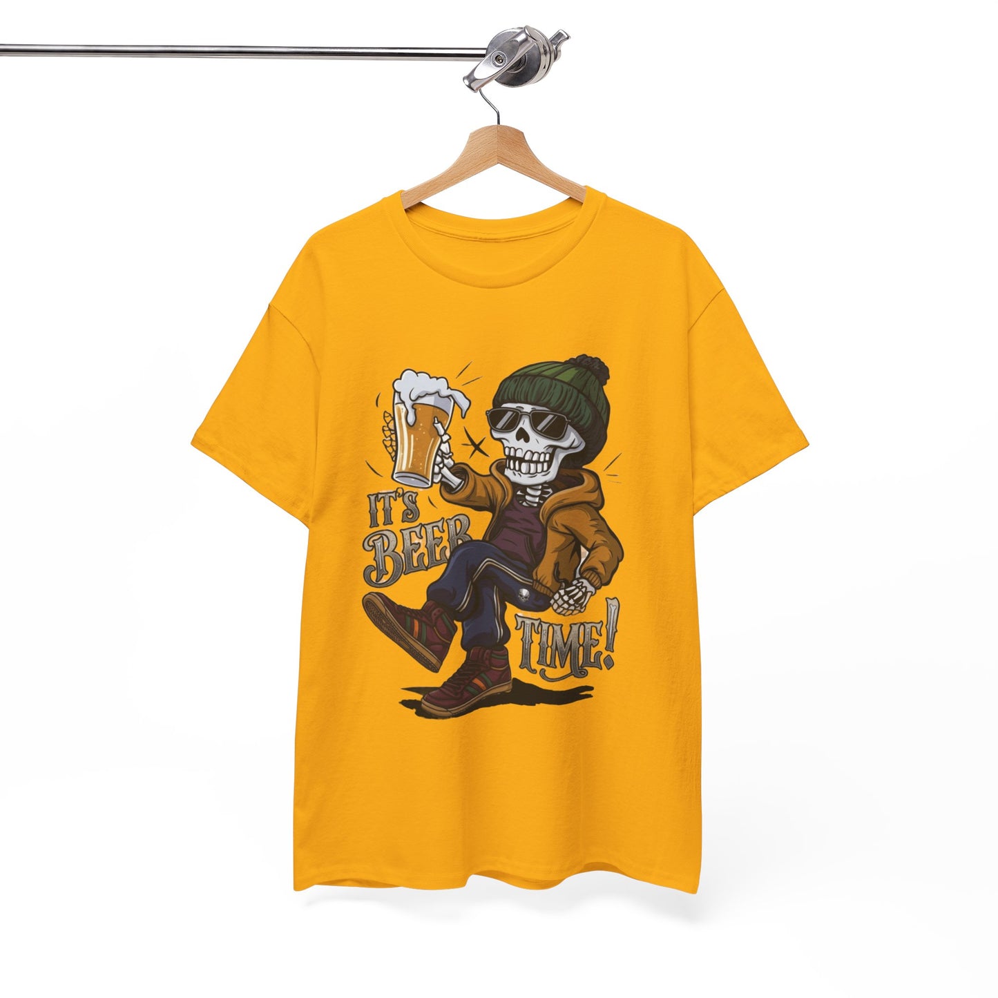 "It's Beer Time" Skull & Beanie Graphic Tee