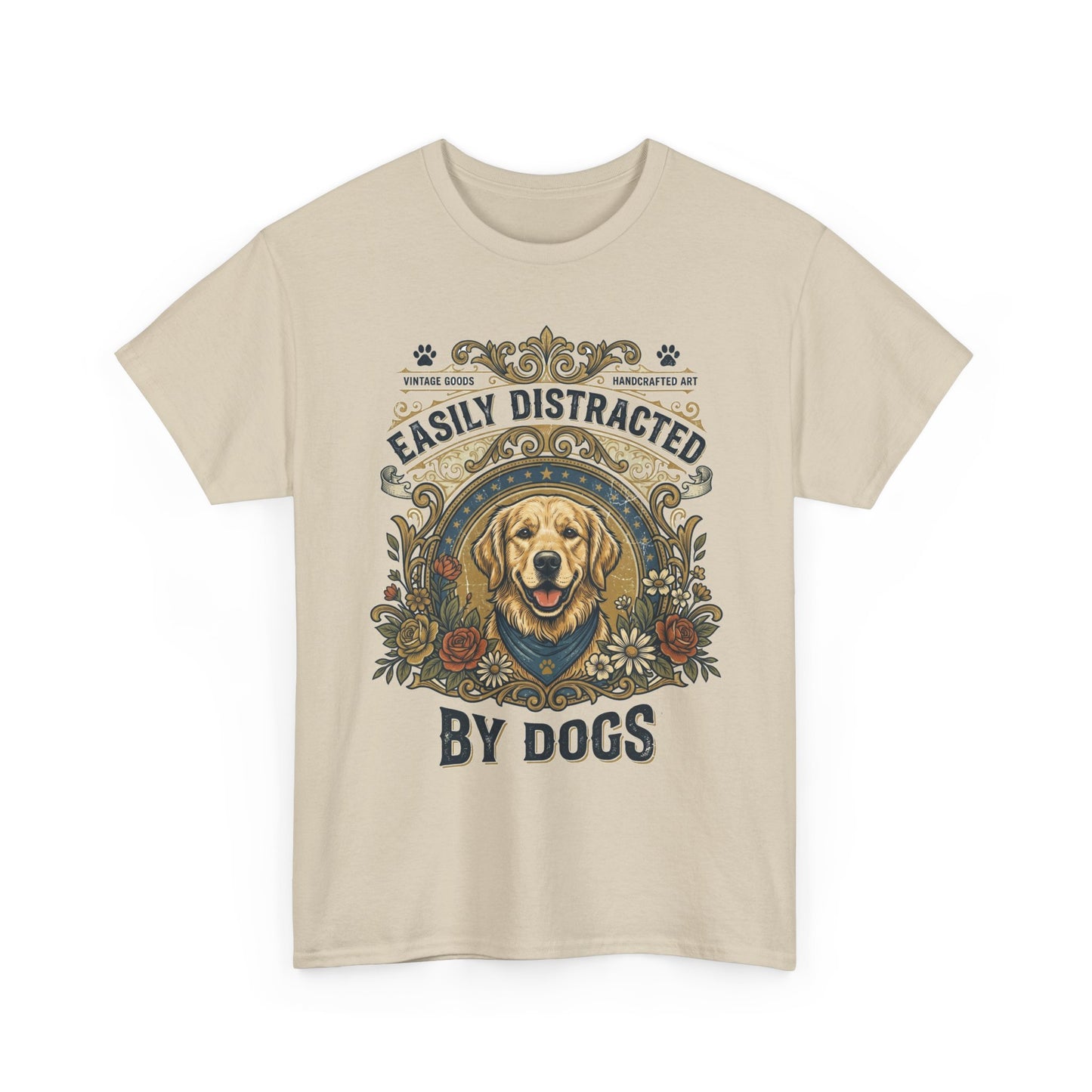 Easily Distracted By Dogs Printed Cotton T‑Shirt