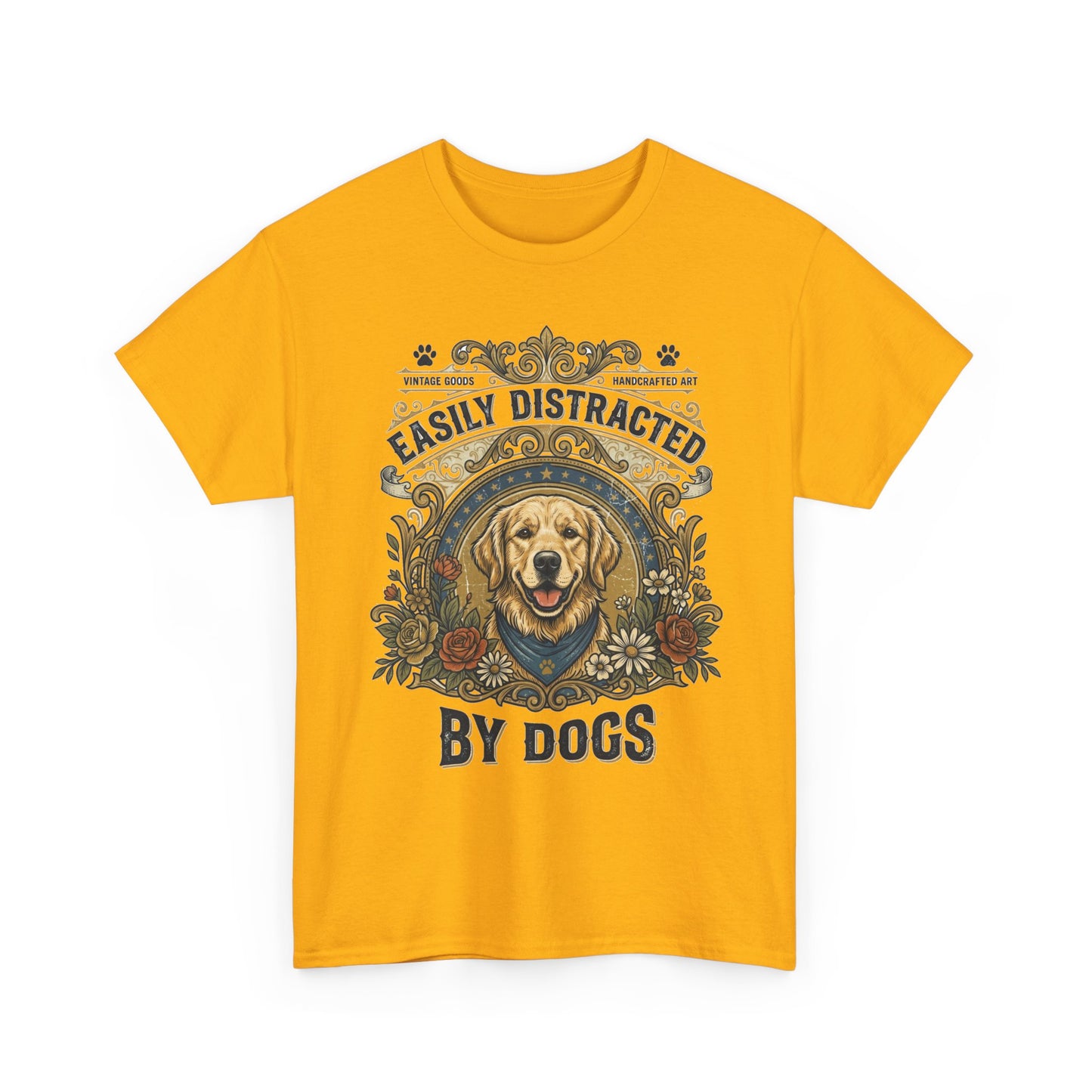 Easily Distracted By Dogs Printed Cotton T‑Shirt