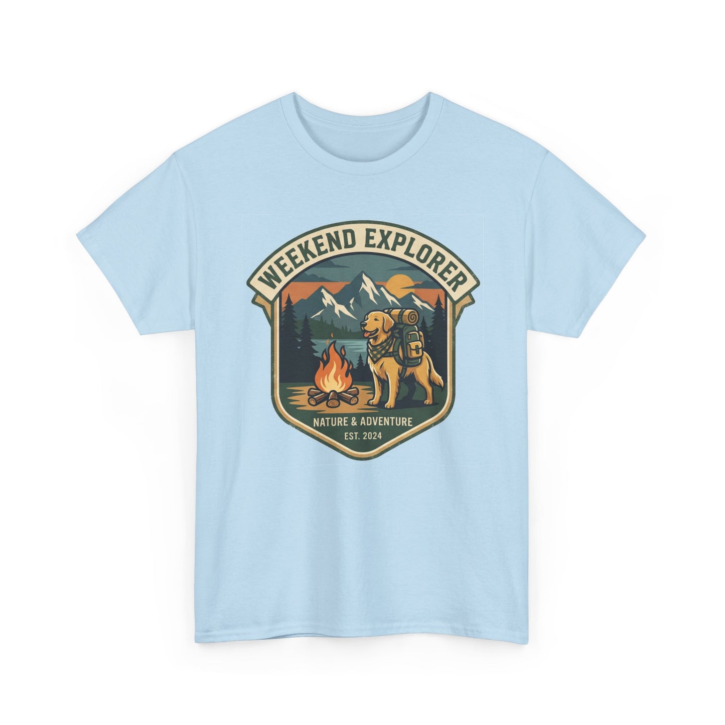 Golden Retriever Weekend Explorer T-Shirt Outdoor Camping Mountain Graphic Tee