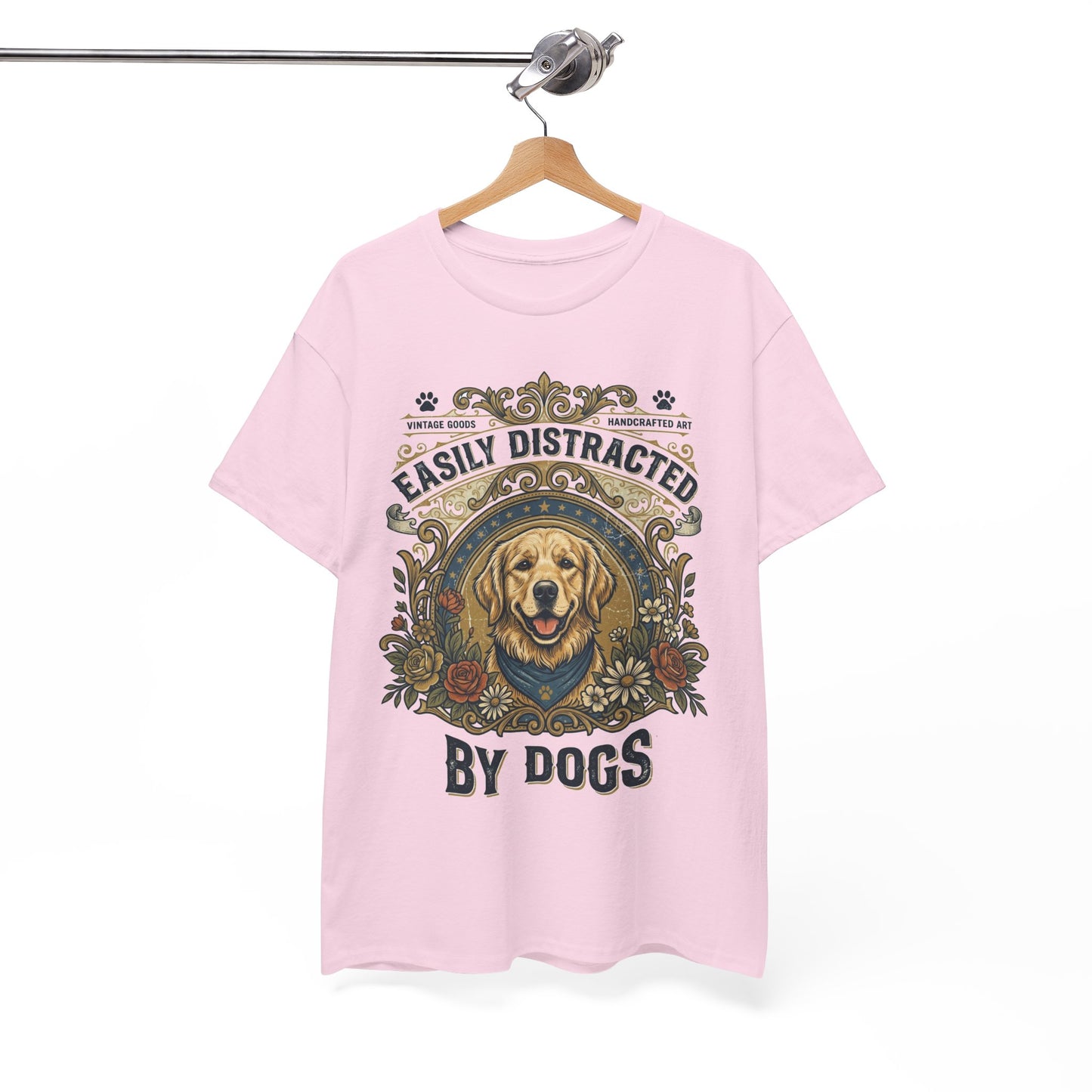 Easily Distracted By Dogs Printed Cotton T‑Shirt