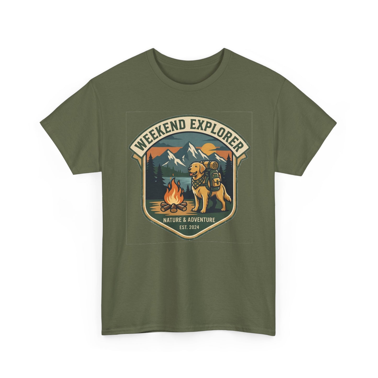 Golden Retriever Weekend Explorer T-Shirt Outdoor Camping Mountain Graphic Tee