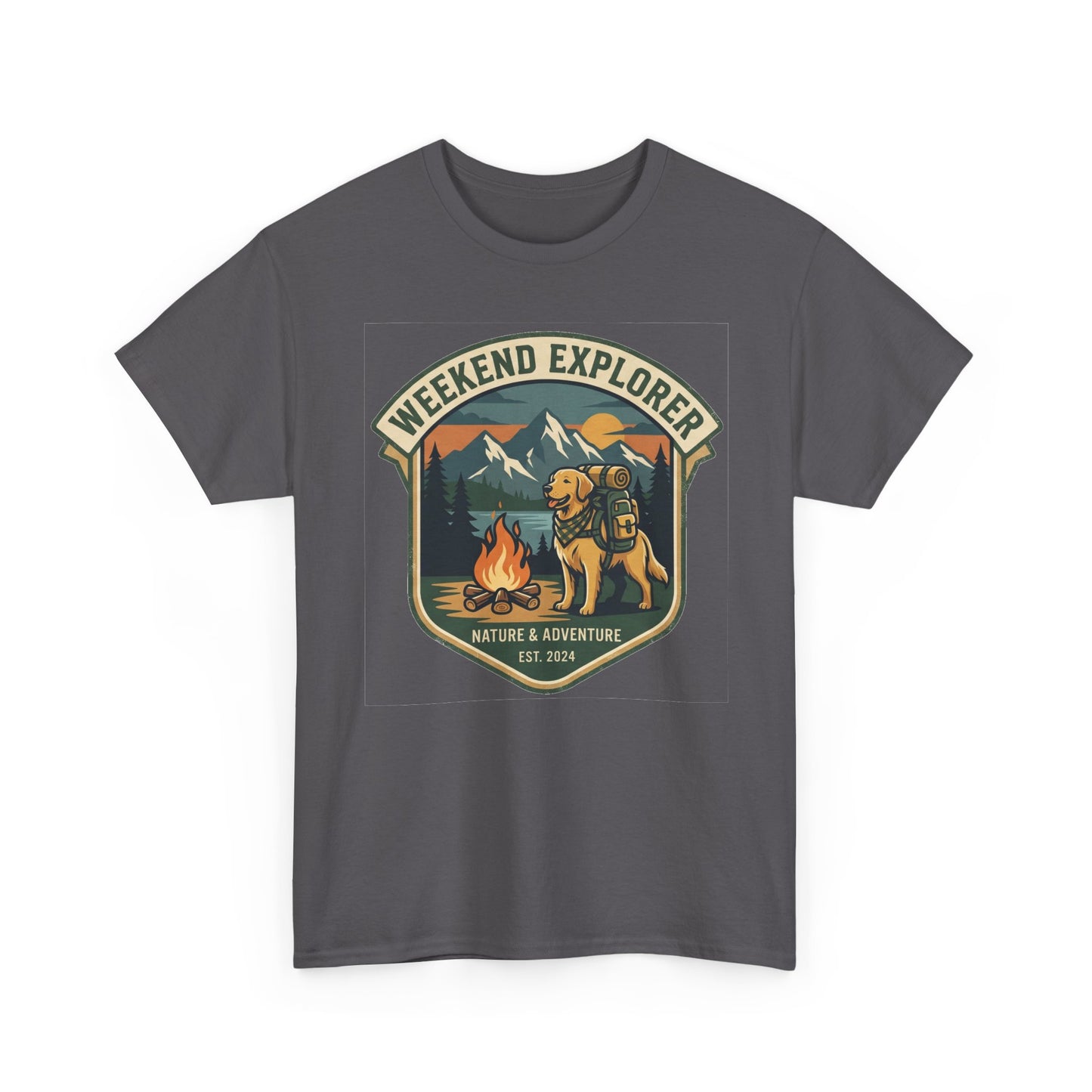 Golden Retriever Weekend Explorer T-Shirt Outdoor Camping Mountain Graphic Tee