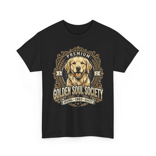 "Golden Soul Society" Golden Retriever T-Shirt | Vintage Create Golden Retriever Dog Lover Graphic Tee