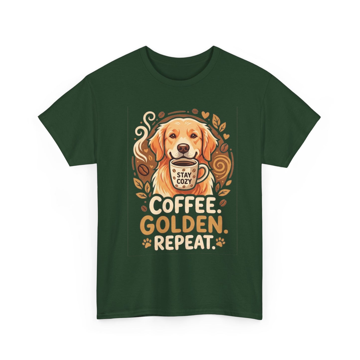 Golden Retriever Coffee Tee Shirt | Coffee Golden Repeat Dog Lover Graphic Tee