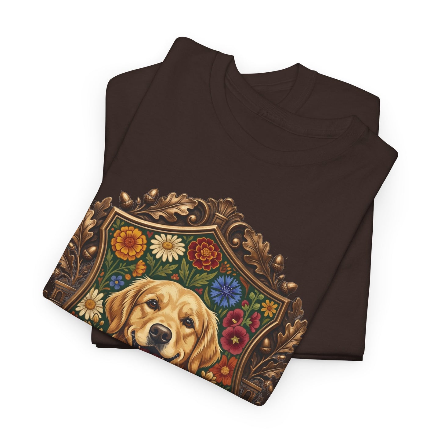 Golden Retriever 'Endless Smiles' T-Shirt  Vintage Floral Crest Dog Graphic Tee