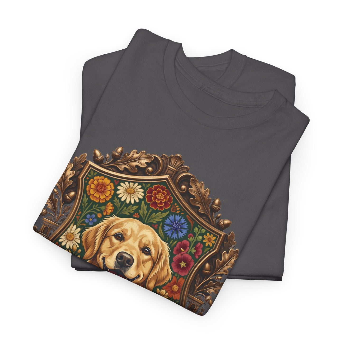 Golden Retriever 'Endless Smiles' T-Shirt  Vintage Floral Crest Dog Graphic Tee