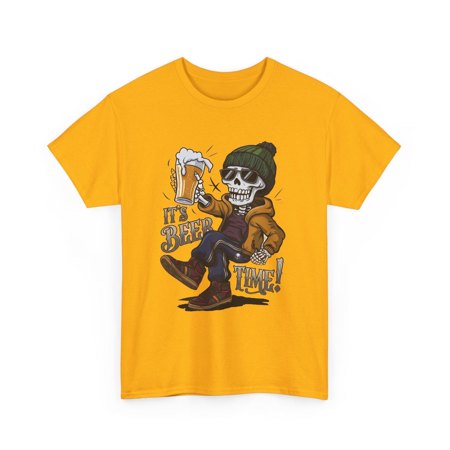 "It's Beer Time" Skull & Beanie Graphic Tee