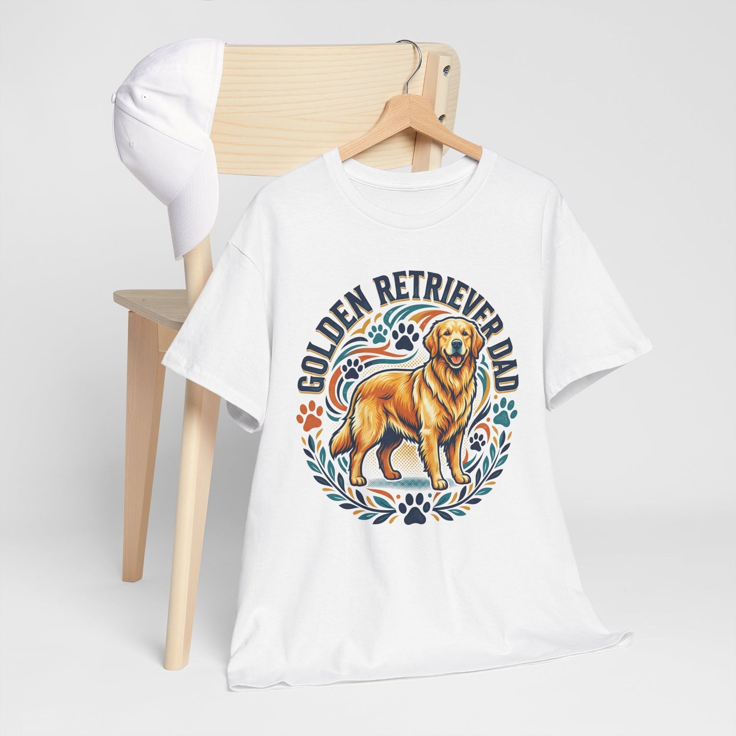 Golden Retriever Dad Printed Cotton T‑Shirt