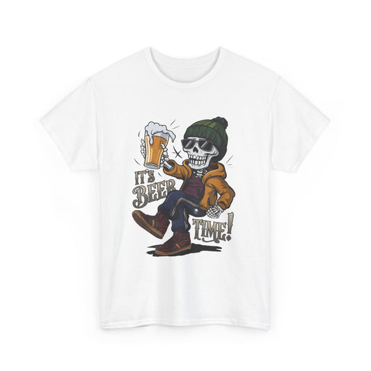 "It's Beer Time" Skull & Beanie Graphic Tee