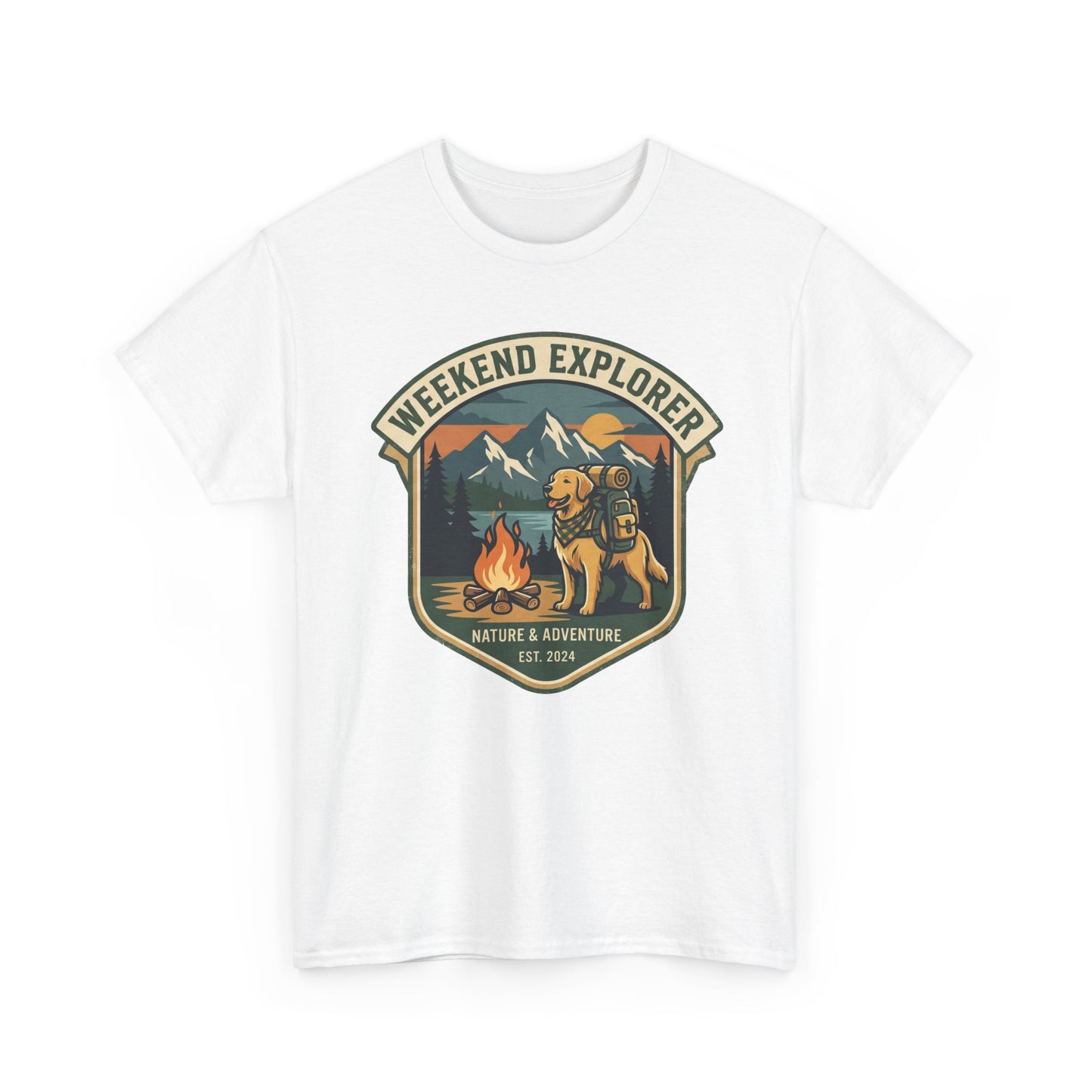 Golden Retriever Weekend Explorer T-Shirt Outdoor Camping Mountain Graphic Tee