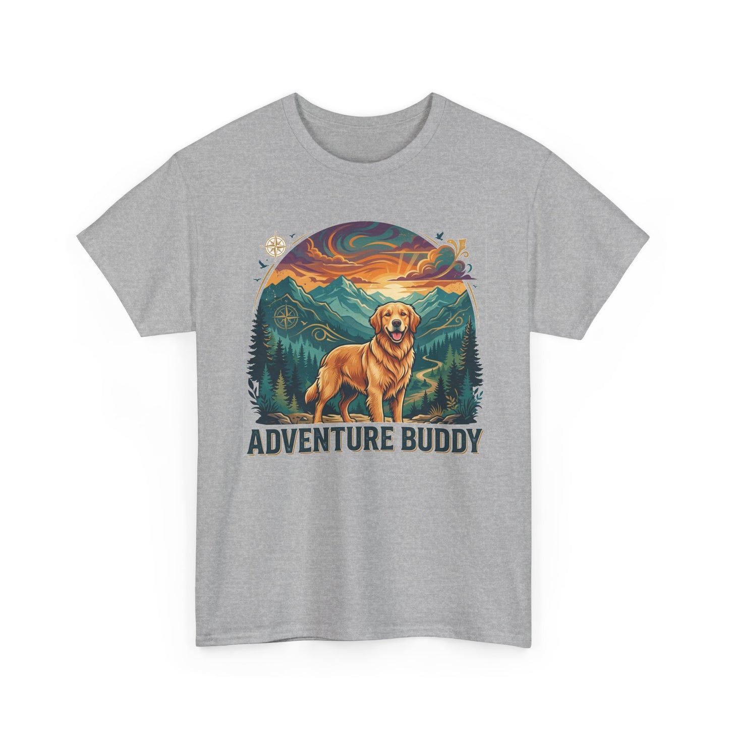 Golden Retriever Adventure Buddy Printed Graphic T-Shirt