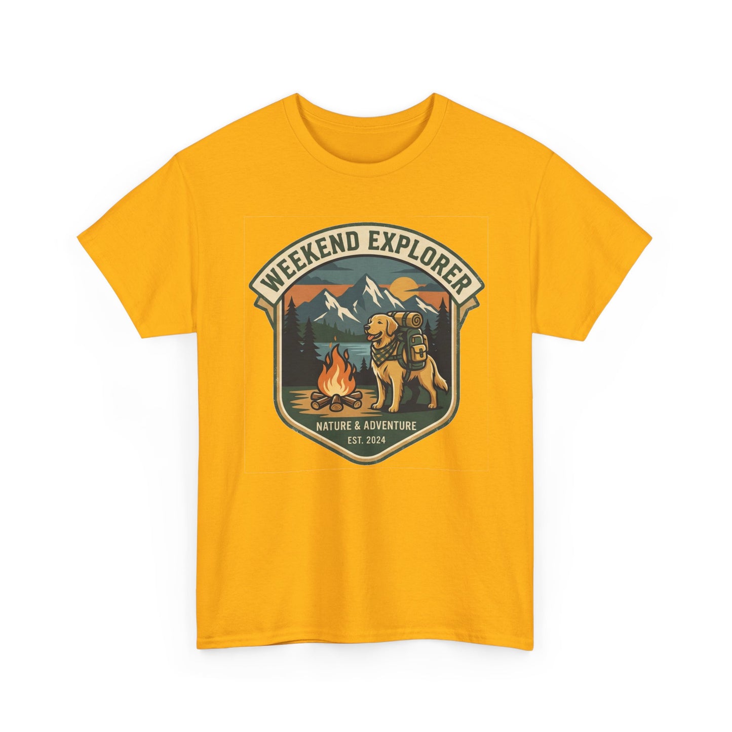 Golden Retriever Weekend Explorer T-Shirt Outdoor Camping Mountain Graphic Tee