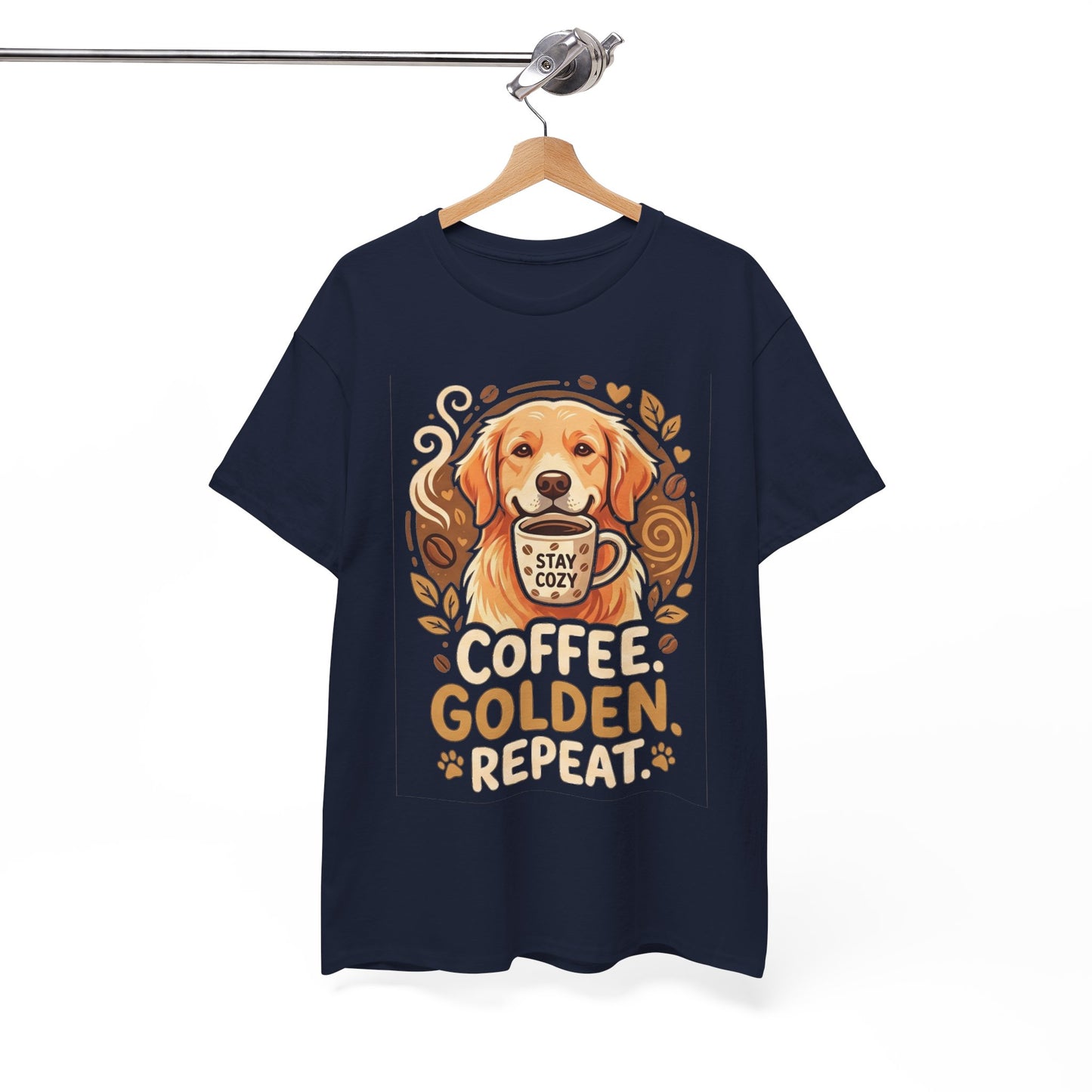 Golden Retriever Coffee Tee Shirt | Coffee Golden Repeat Dog Lover Graphic Tee