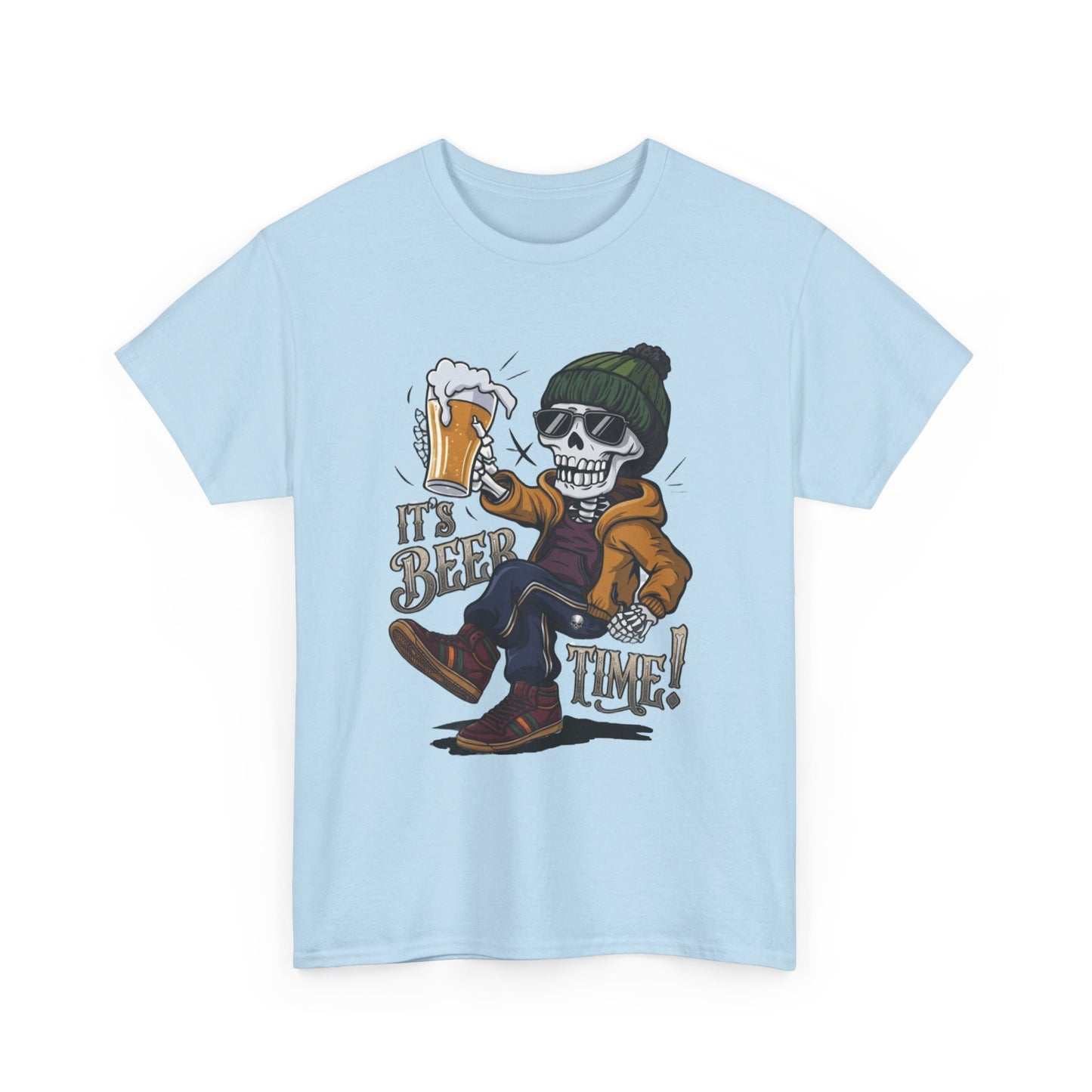 "It's Beer Time" Skull & Beanie Graphic Tee