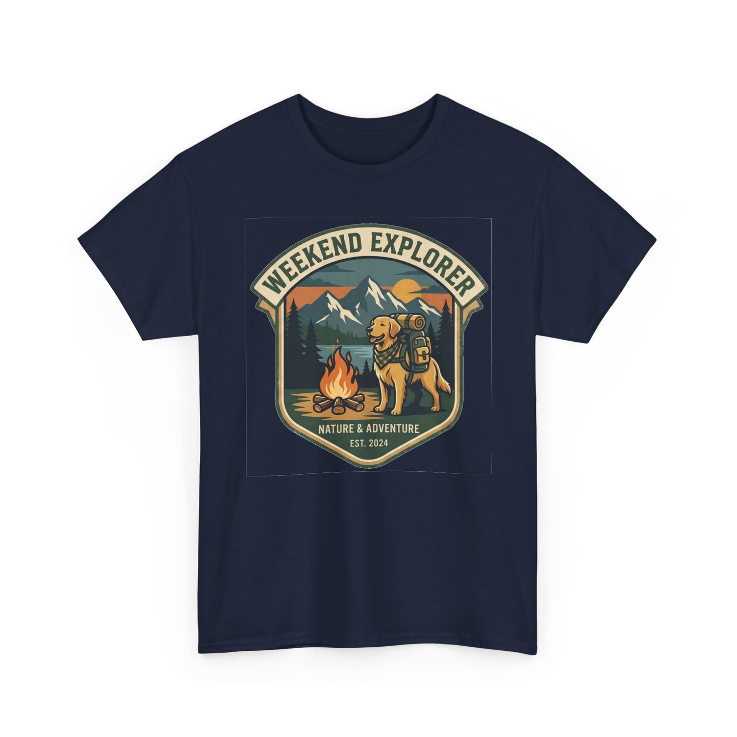 Golden Retriever Weekend Explorer T-Shirt Outdoor Camping Mountain Graphic Tee