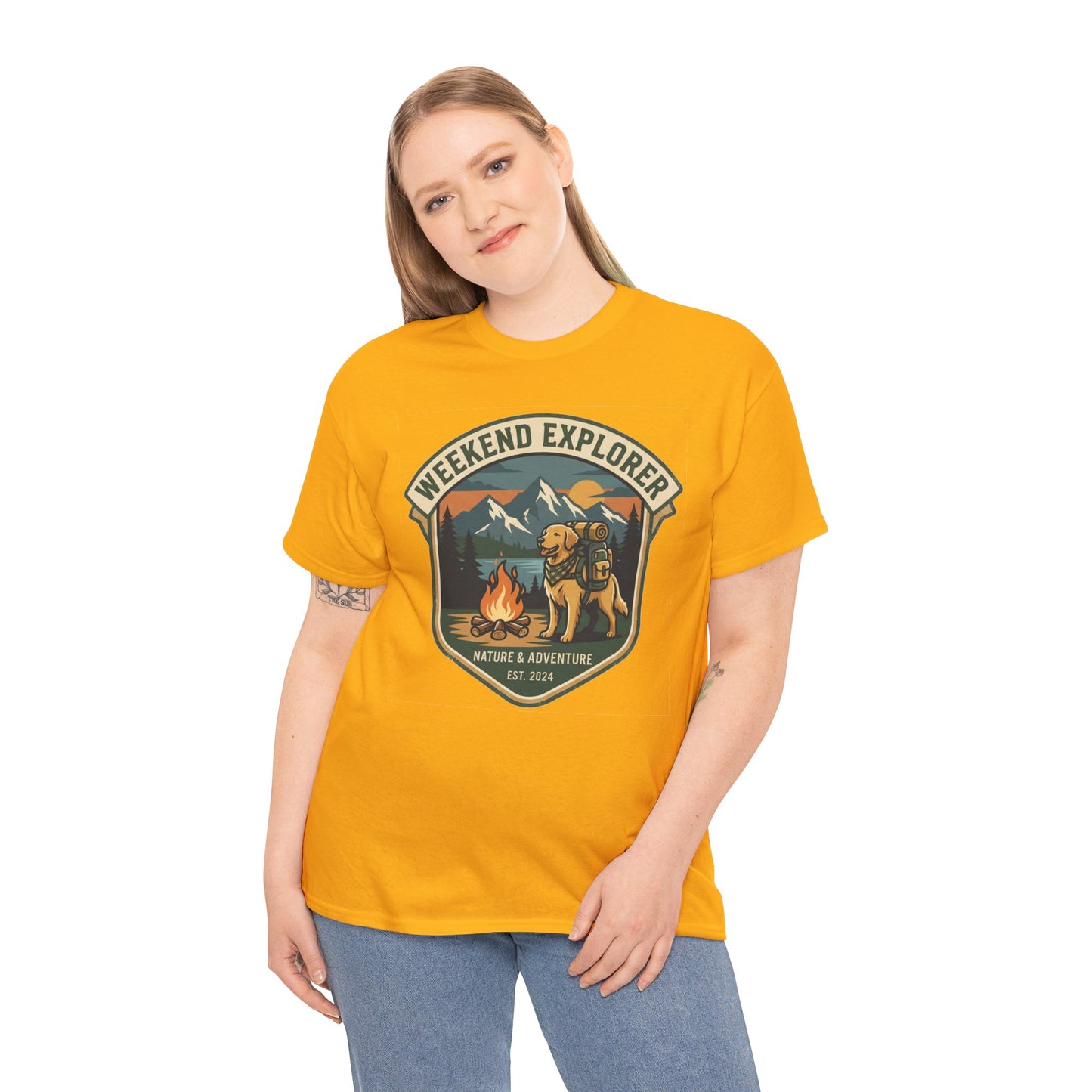 Golden Retriever Weekend Explorer T-Shirt Outdoor Camping Mountain Graphic Tee