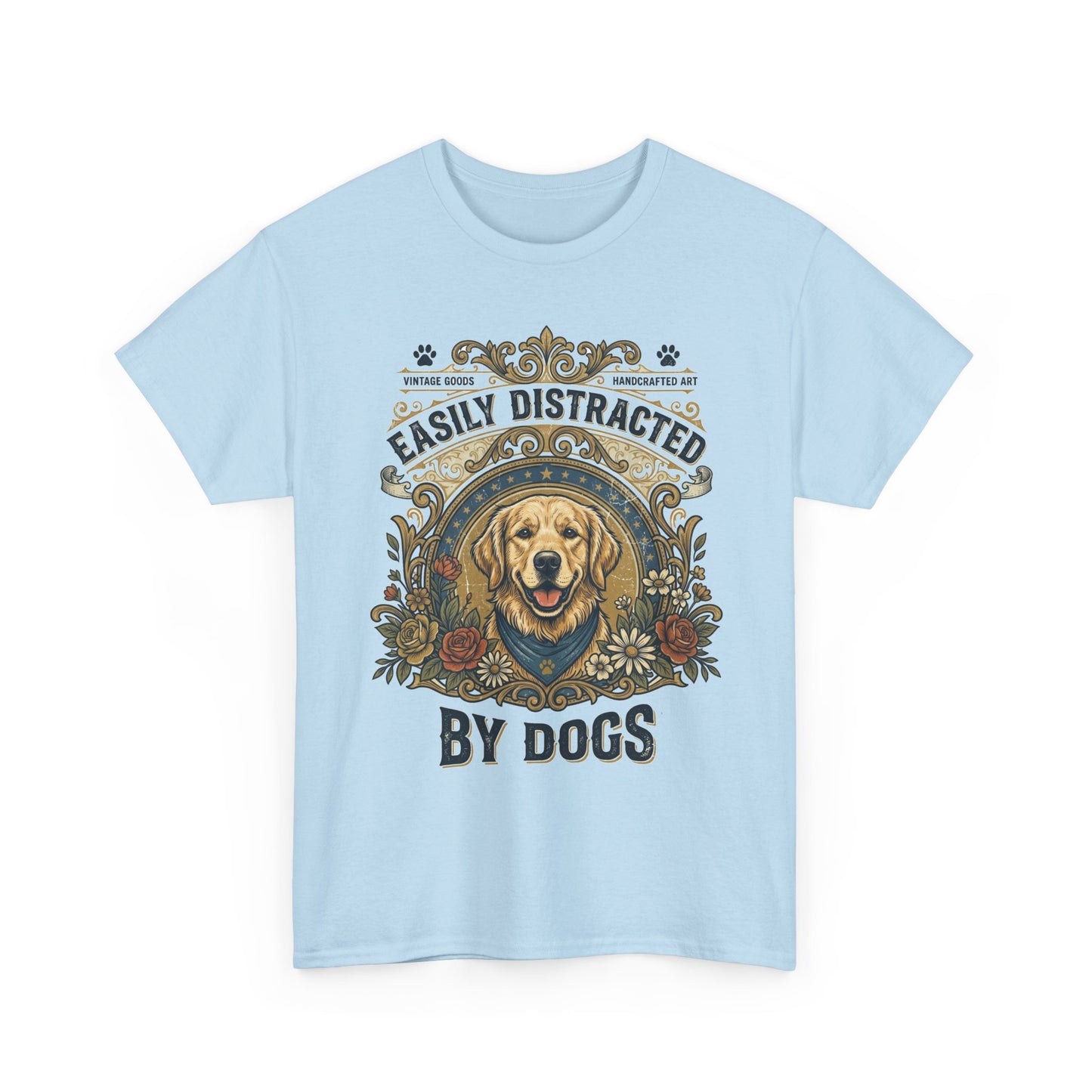 Easily Distracted By Dogs Printed Cotton T‑Shirt