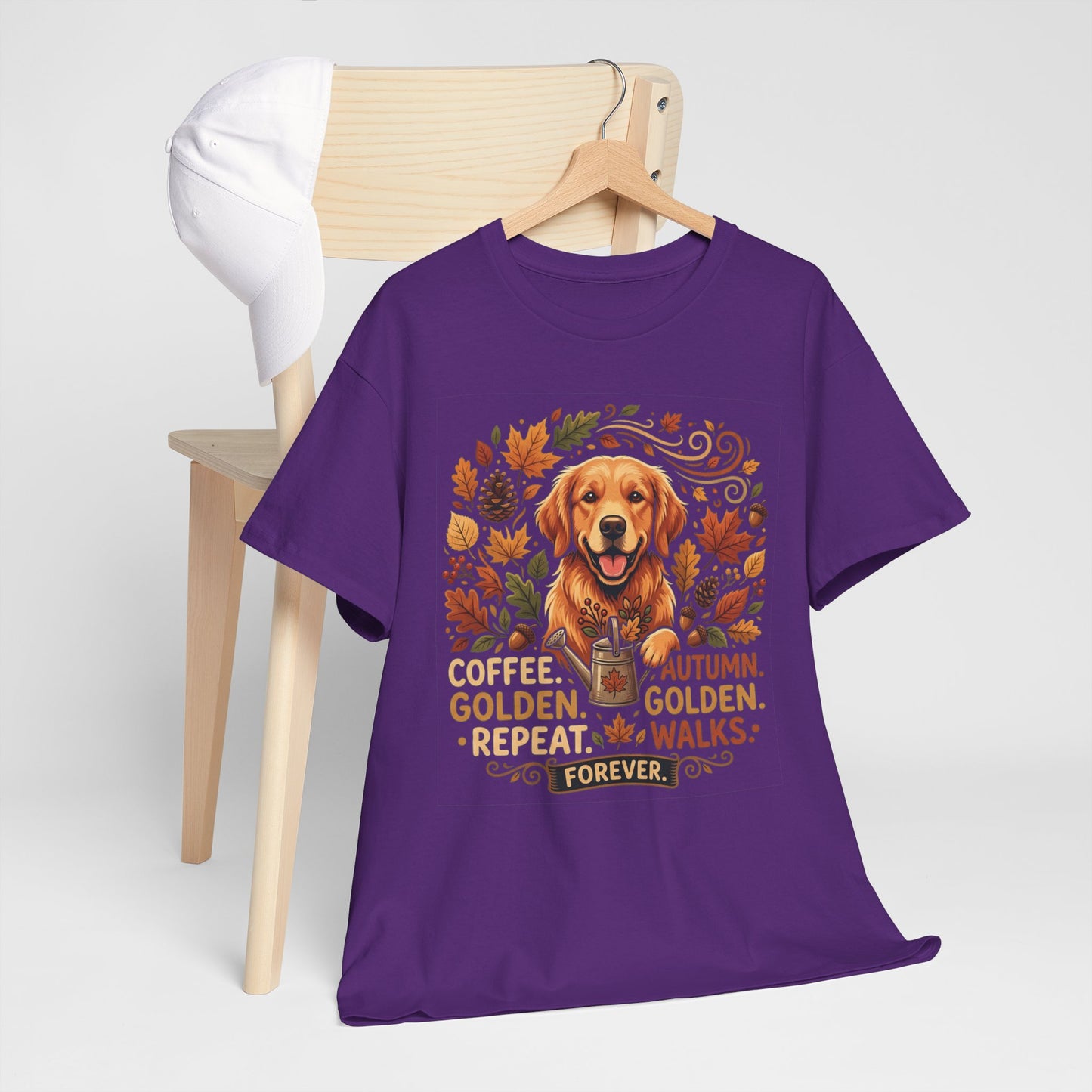 Golden Retriever Autumn T-Shirt | Fall Leaves Dog Lover Graphic Unisex Tee