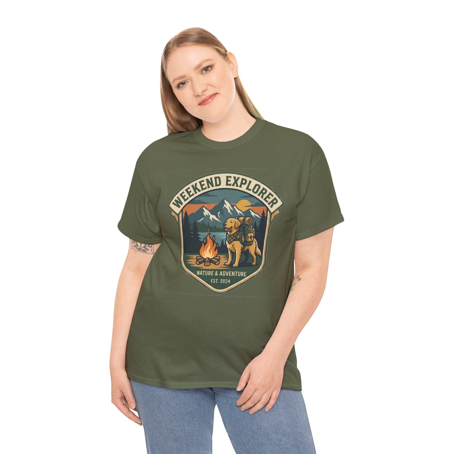 Golden Retriever Weekend Explorer T-Shirt Outdoor Camping Mountain Graphic Tee