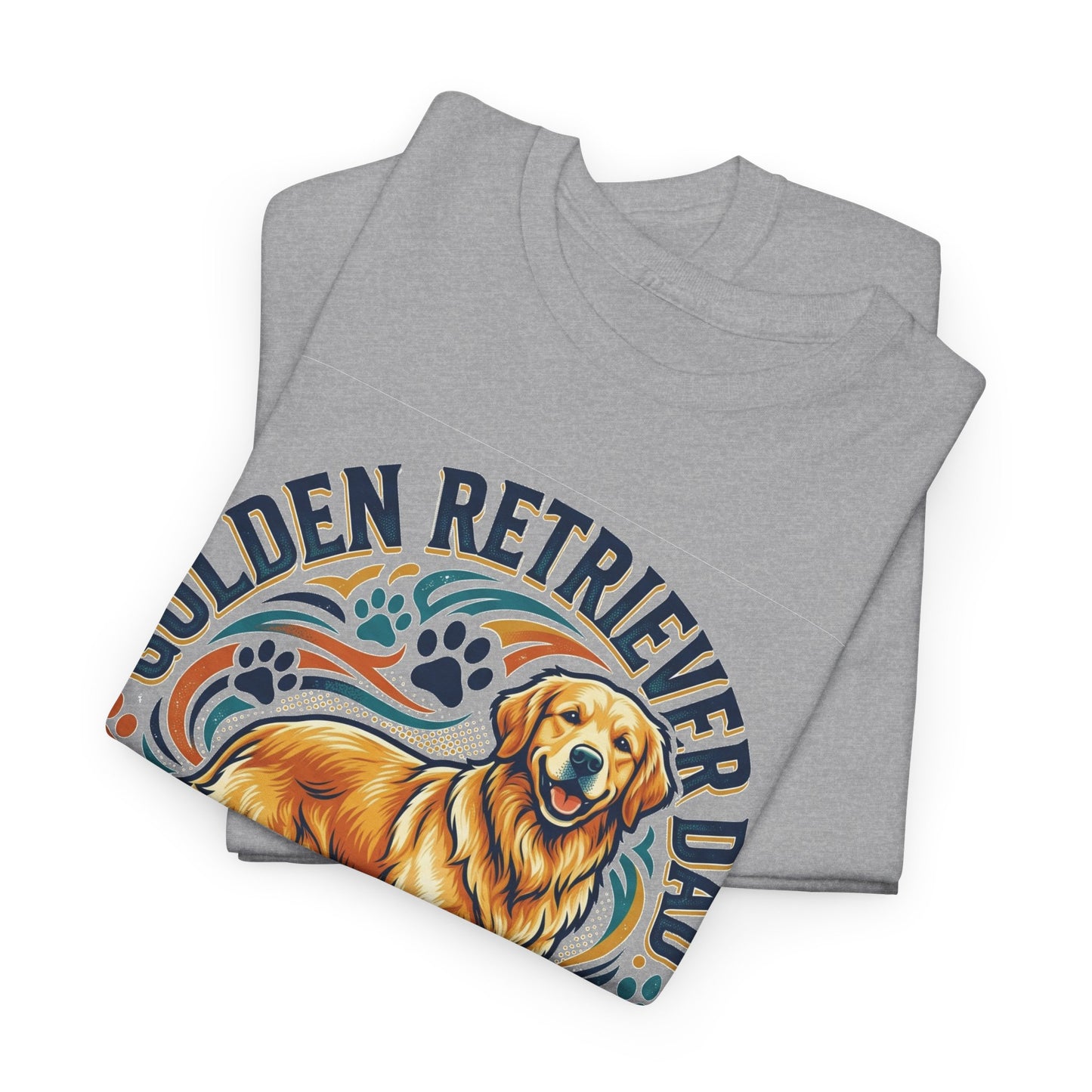 Golden Retriever Dad Printed Cotton T‑Shirt