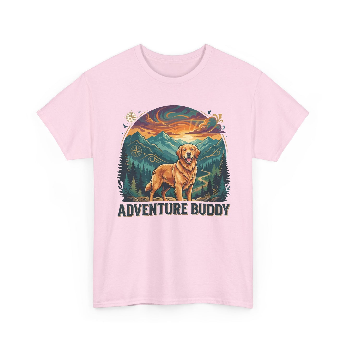 Golden Retriever Adventure Buddy Printed Graphic T-Shirt
