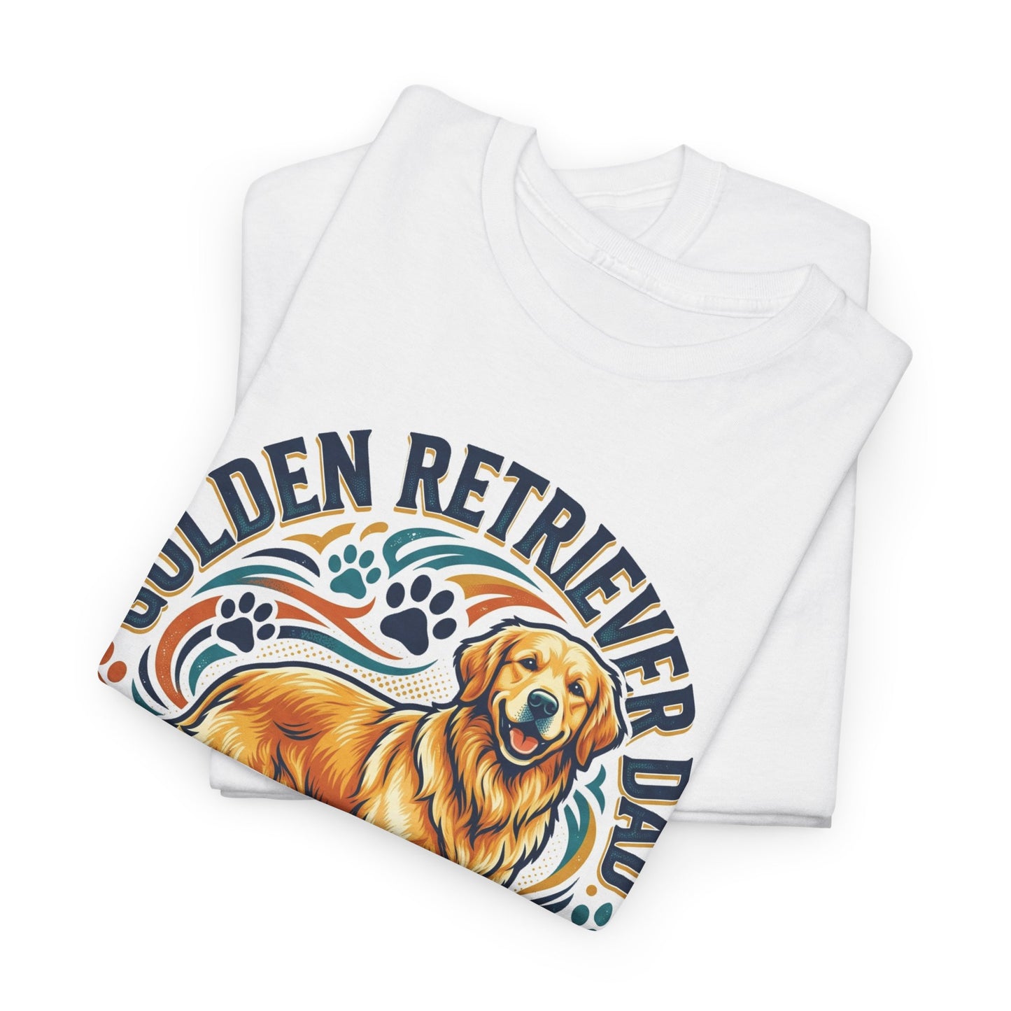 Golden Retriever Dad Printed Cotton T‑Shirt