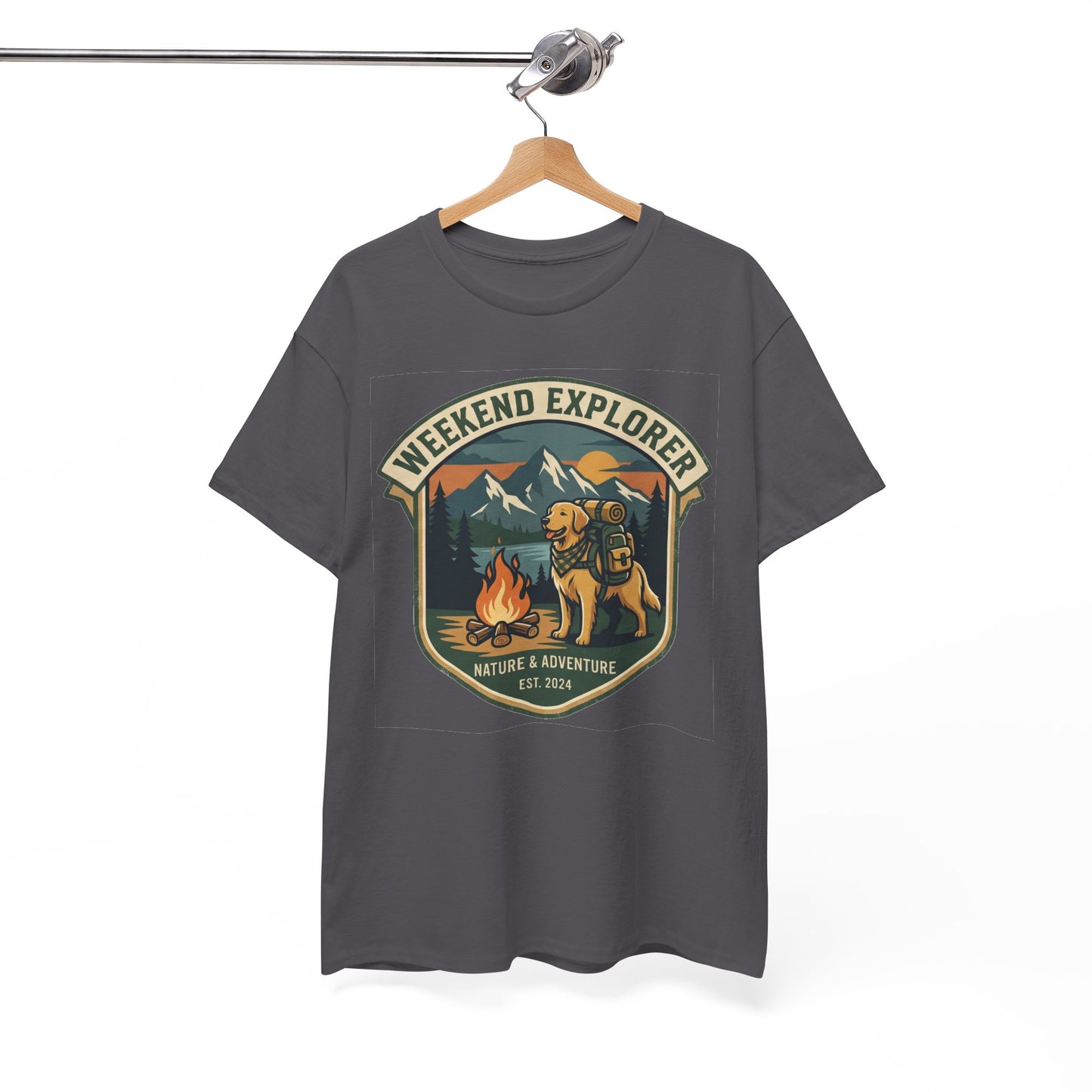 Golden Retriever Weekend Explorer T-Shirt Outdoor Camping Mountain Graphic Tee